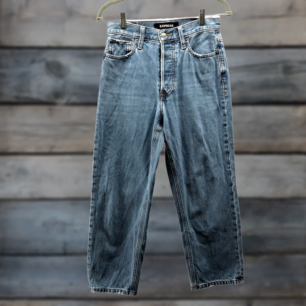 Express VINTAGE? Express Jeans Womens 2 Blue Cotton High Rise Button Fly Medium Wash Jeans Size 26" / US 2 / IT 38 - 1 Thumbnail