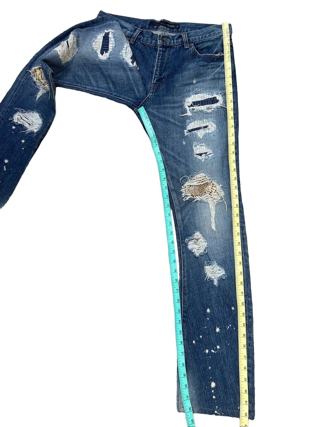 Schlussel Schlussel Japan Rips Snakes Scales Design Patchwork Denim Size US 31 - 5 Thumbnail