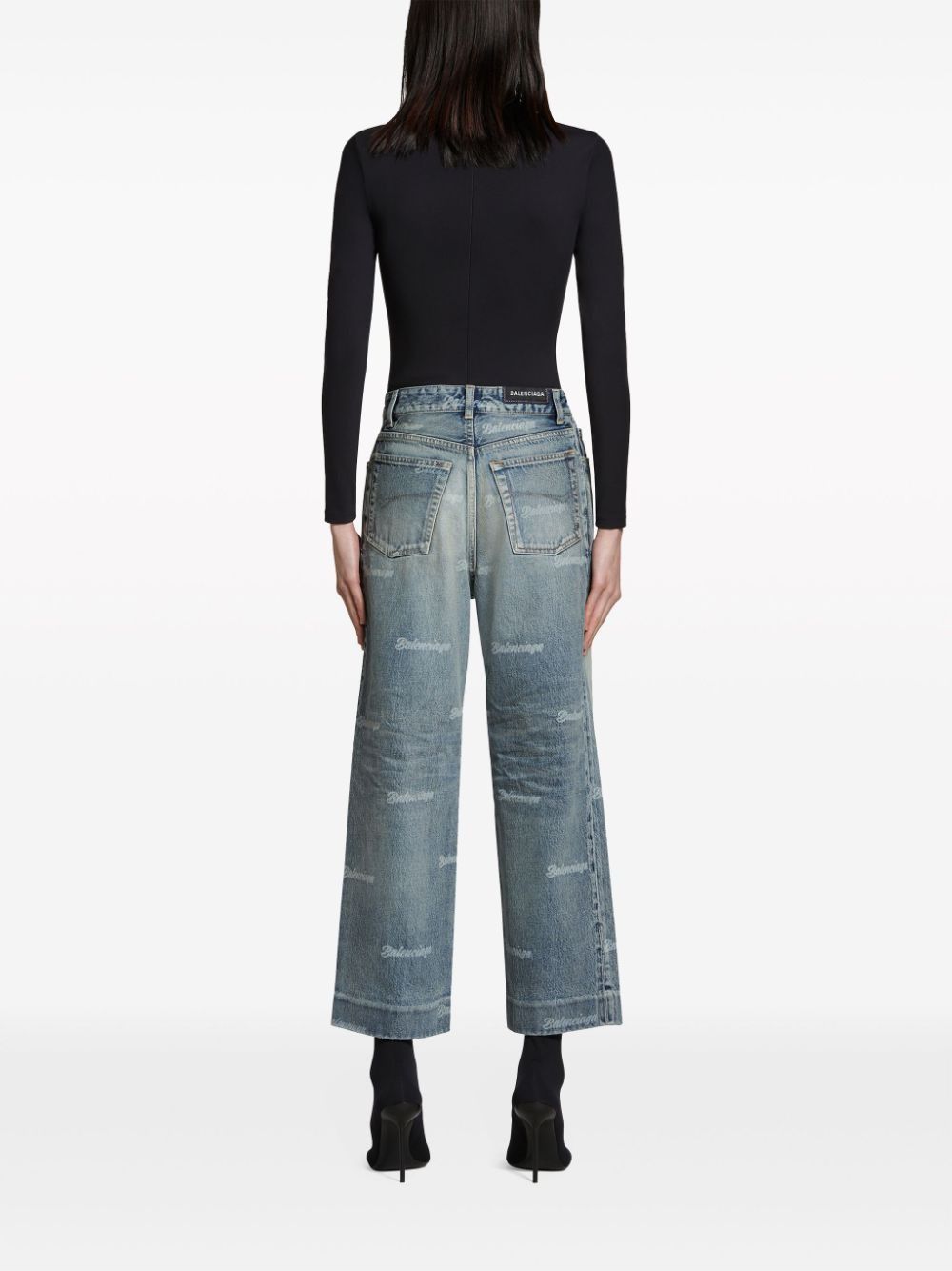 Balenciaga o1mt1gz0325 Girly Allover Cropped Jeans Pant in Blue Size 25" / US 0 / IT 36 - 4 Thumbnail