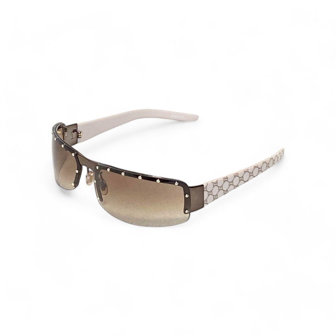 Gucci Gucci - Sunglasses Vintage Monogram Beige GG Studs Size ONE SIZE - 1 Thumbnail
