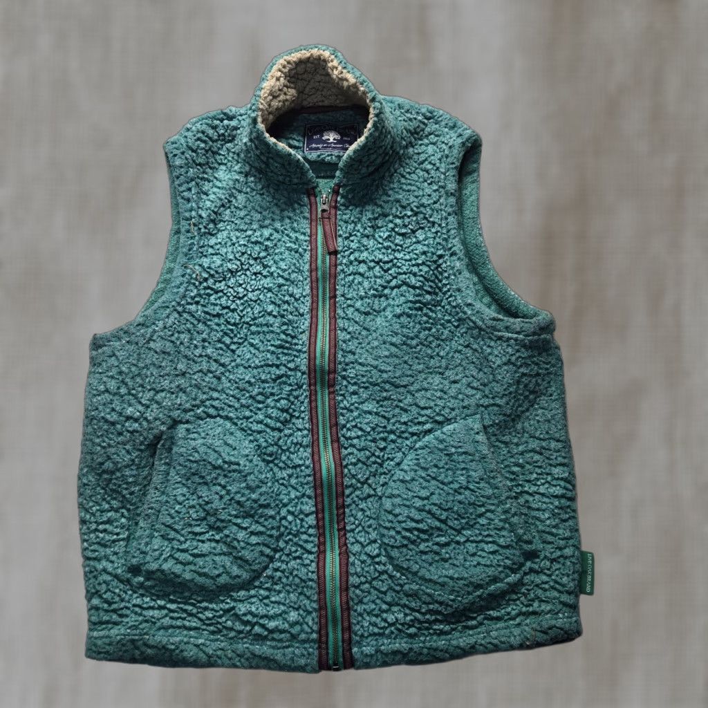 Vintage Live Oak Vest Solid Green Faux Sherpa Zip Sleeveless Sweater - L Adult Women Casual Fall Lightweight Pockets Full Zip Size L / US 10 / IT 46 - 1 Thumbnail