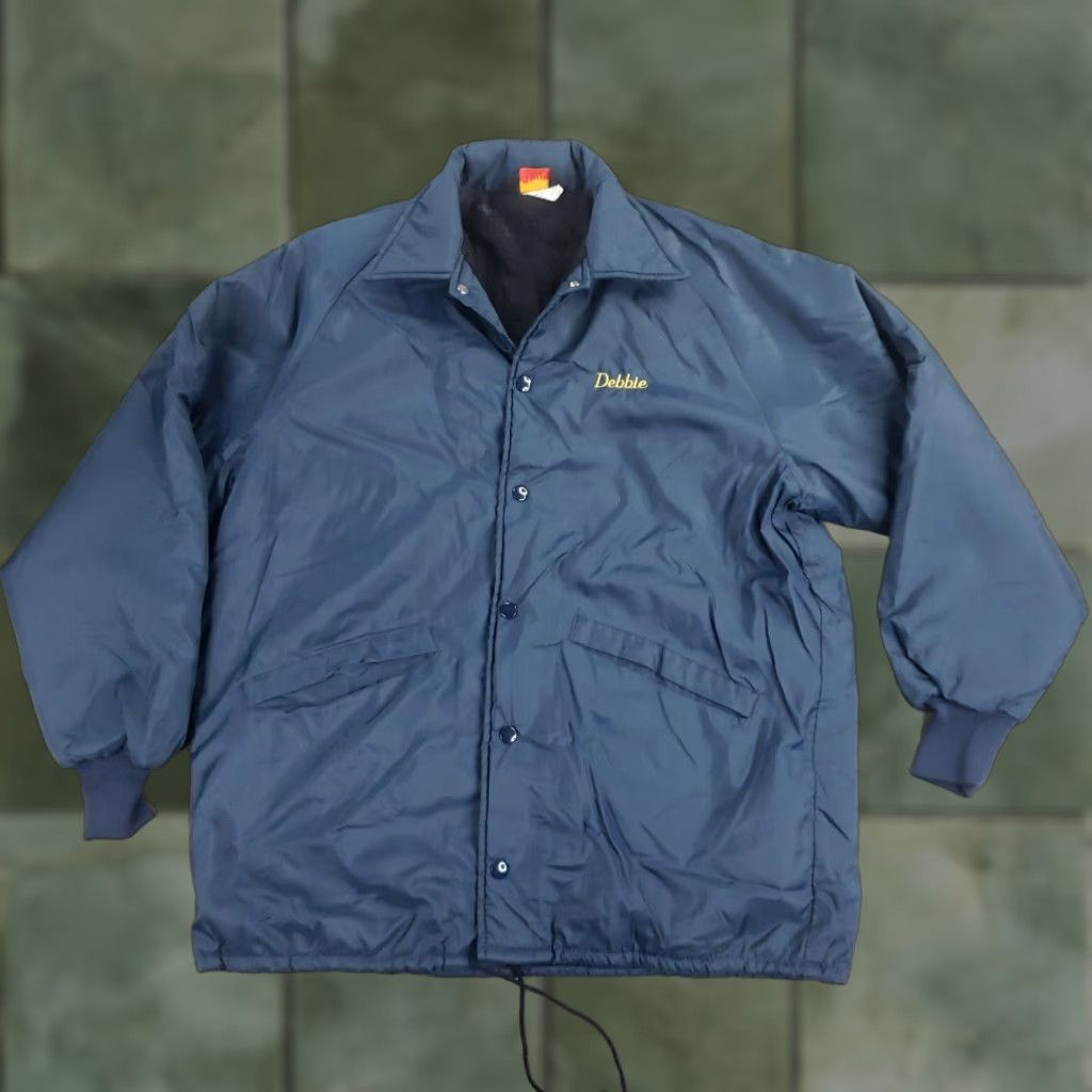 Dunbrooke Vtg Bomber Jacket Mens Large Blue Pla-Jac Dunbrooke Satin East Cooper Goldbugs Size US L / EU 52-54 / 3 - 1 Thumbnail
