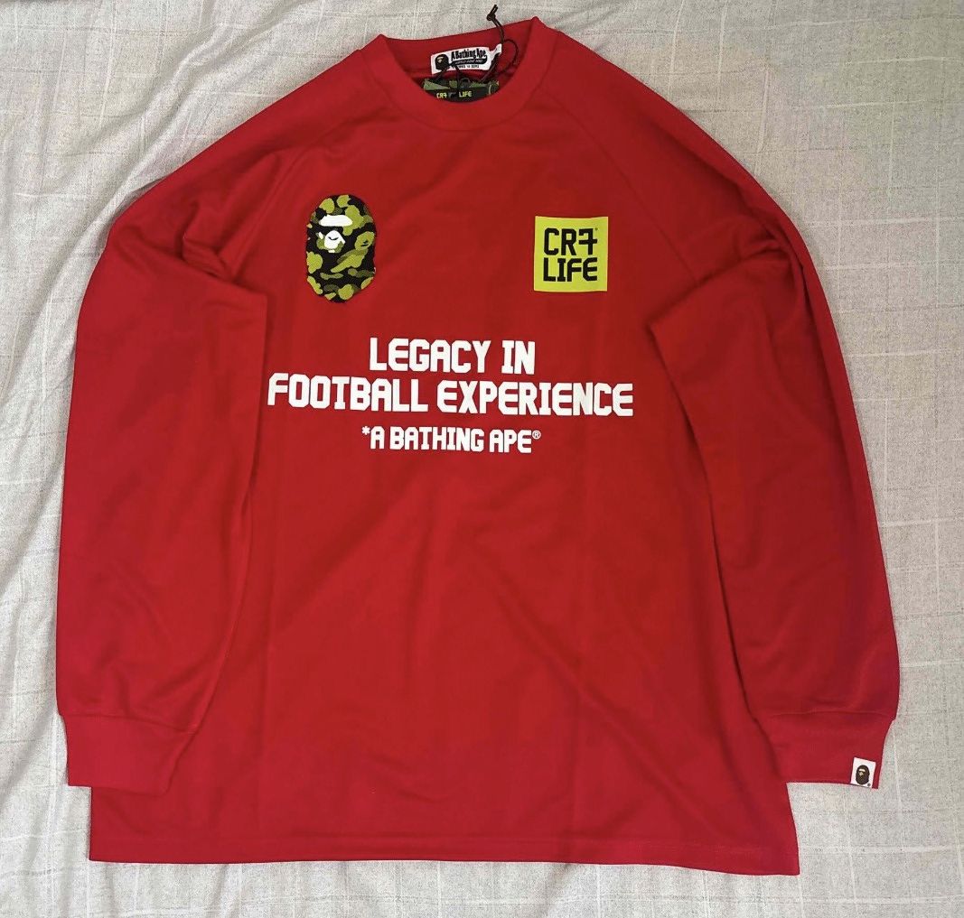 Bape Bape x CR7 Red Multi Logo Ronaldo Jersey Long Sleeve Size US L / EU 52-54 / 3 - 1 Thumbnail