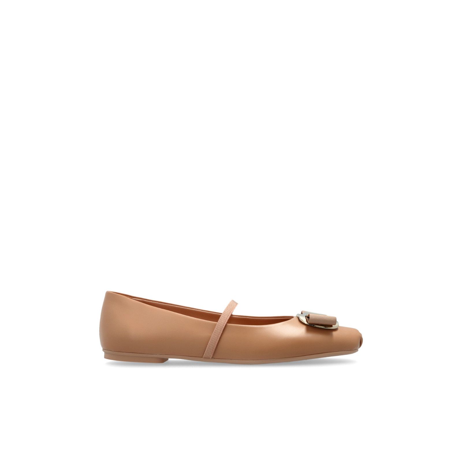 FERRAGAMO Zina Beige Leather Ballerina Flats New & Authentic