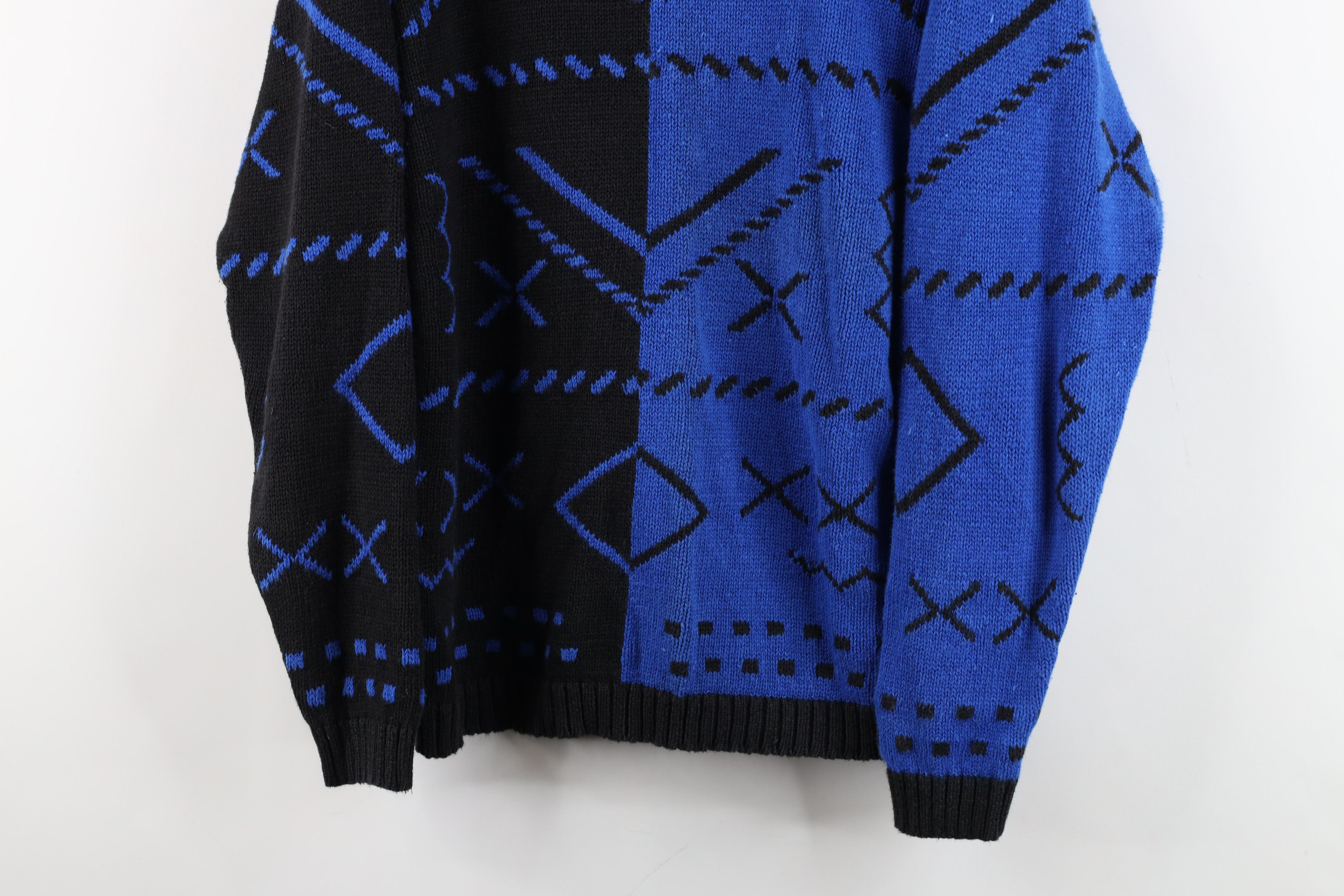 Vintage Vintage 90s Streetwear Geometric Knit Mock Neck Sweater Size M / US 6-8 / IT 42-44 - 3 Thumbnail