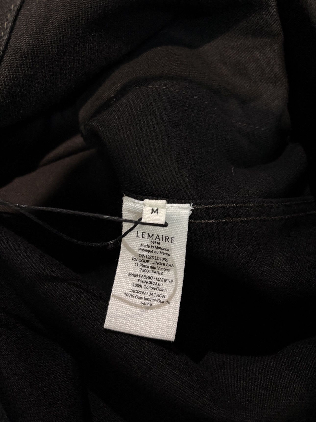 Lemaire Black Cotton Boxy Jacket, Men's — image 5 of 5