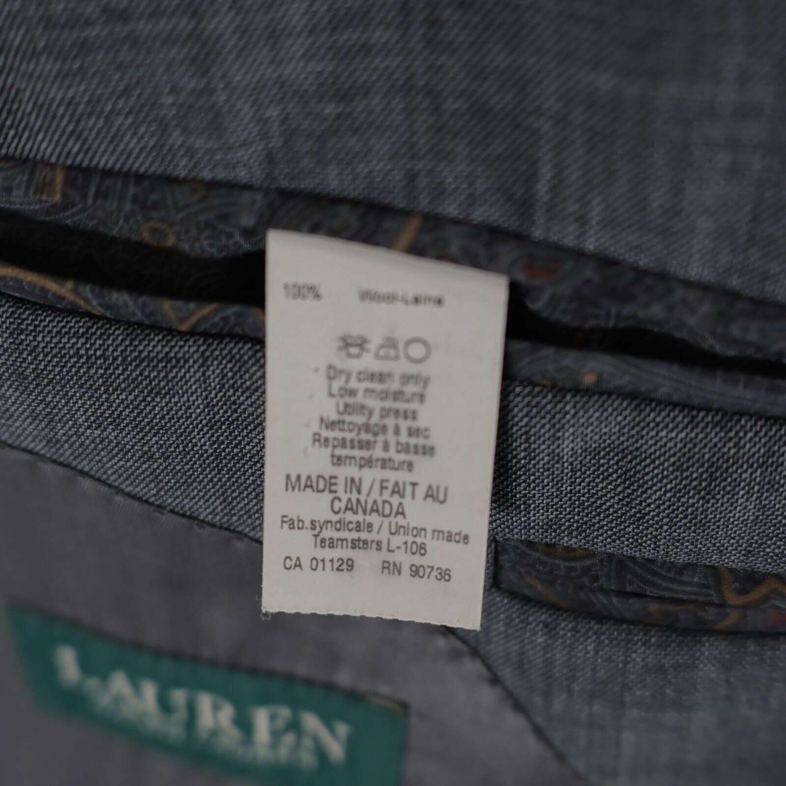 Lauren Ralph Lauren Lauren Ralph Lauren Wool Gray Sharskin 46R Blazer 2 Button T Size 46R - 9 Thumbnail