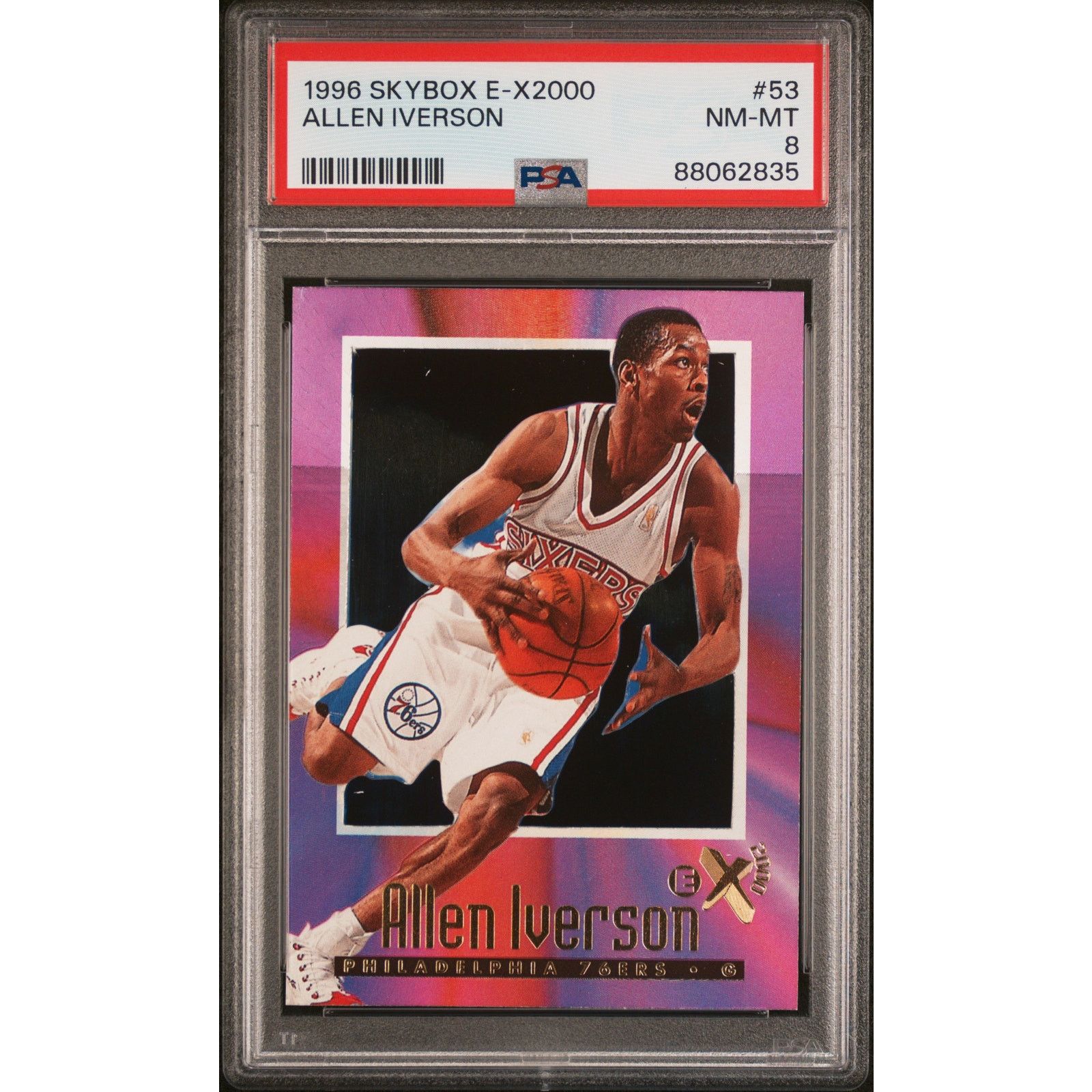 NBA 1996 SkyBox E-X 2000 #53 Allen Iverson RC PSA 8 76ers Size ONE SIZE - 1 Thumbnail