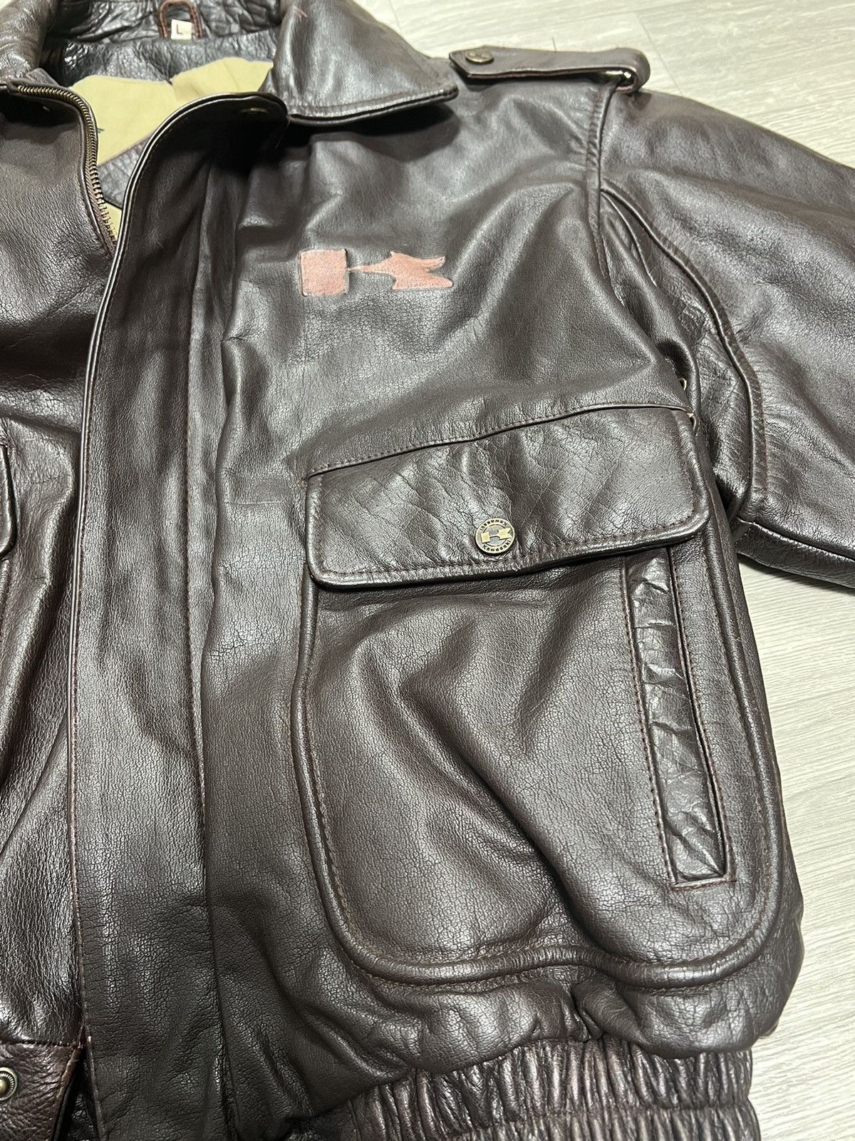 Vintage Kawasaki vintage leather aviator jacket Size US L / EU 52-54 / 3 - 18 Thumbnail