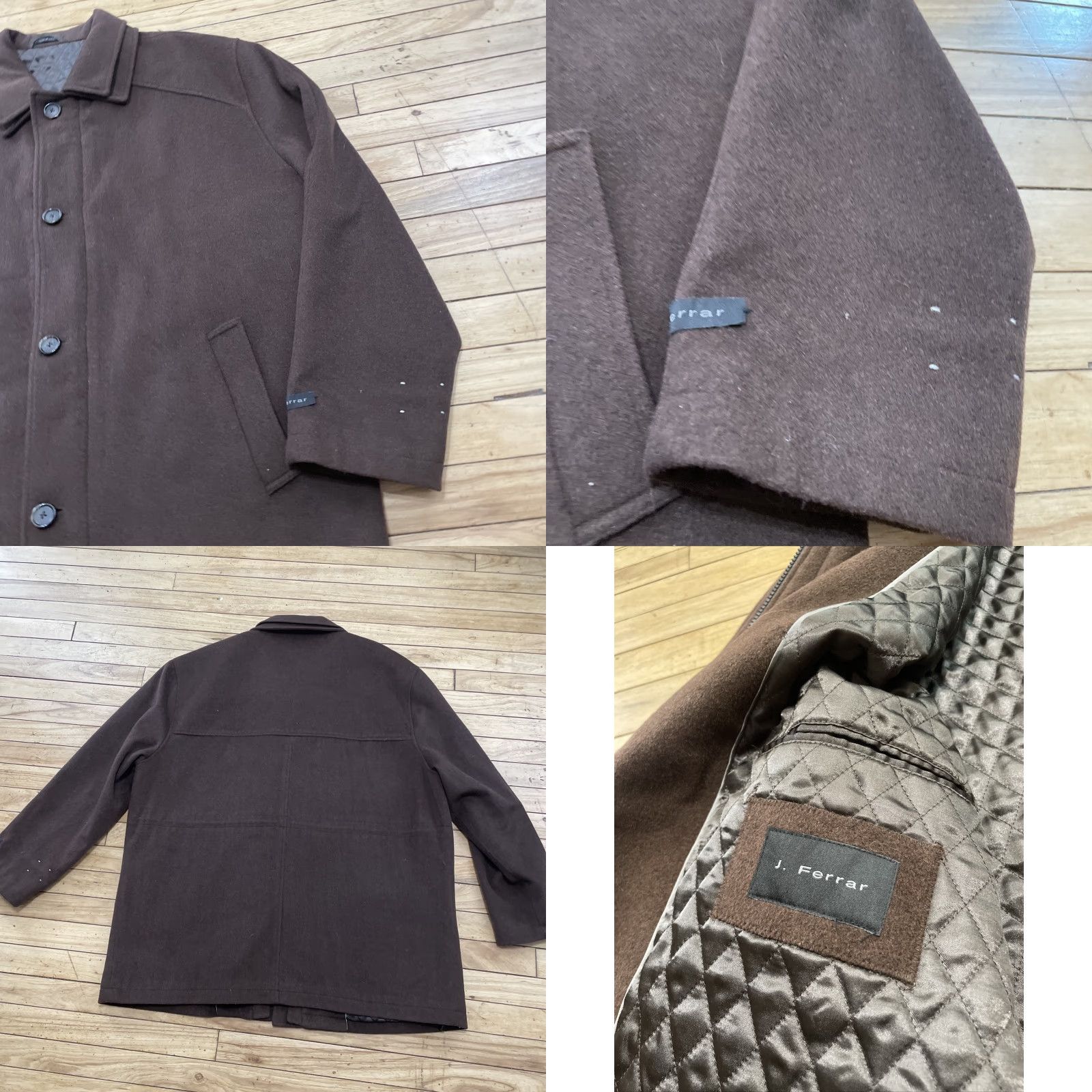 Vintage VINTAGE J. Ferrar Wool Car Coat Men 2XL Brown Quilt Lined Zip Button Heavy Jacket Size US XXL / EU 58 / 5 - 10 Thumbnail
