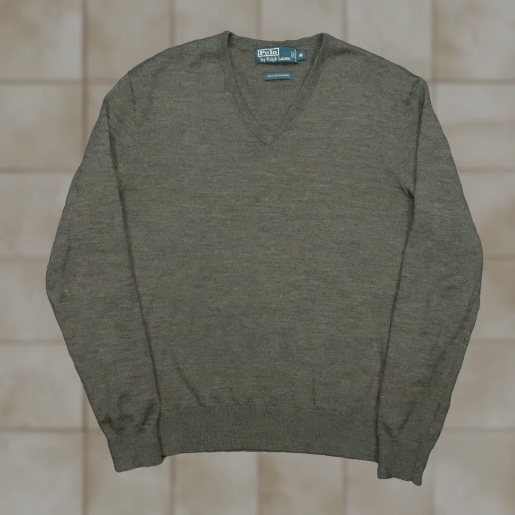 Polo Ralph Lauren Polo Ralph Lauren Merino Wool Sweater Mens Medium Brown V-Neck Pullover Size US M / EU 48-50 / 2 - 1 Thumbnail