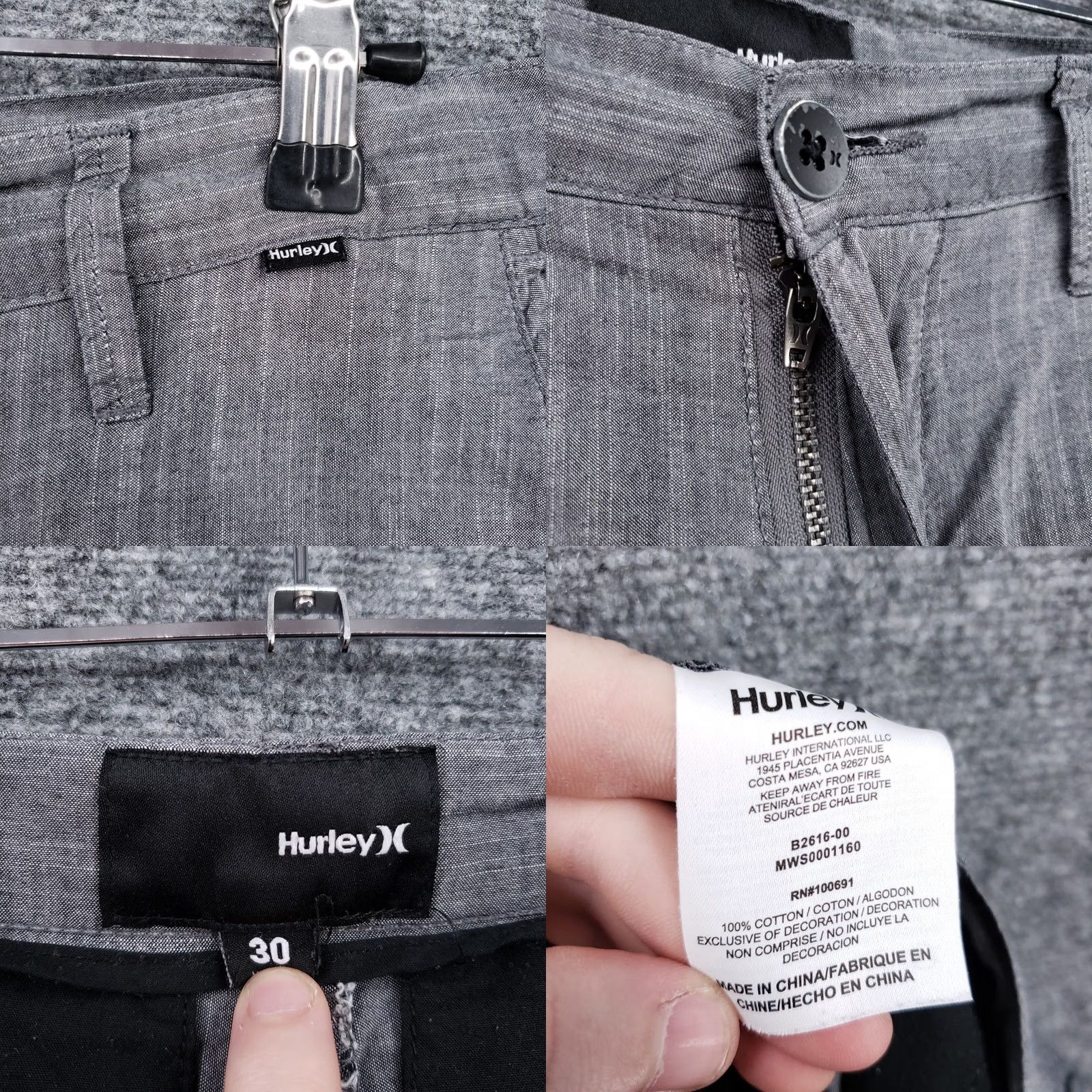 Hurley Hurley Shorts Mens 30 Gray Flat Front Zip Fly Mid Rise Surf Beach Walk Size US 30 / EU 46 - 8 Thumbnail