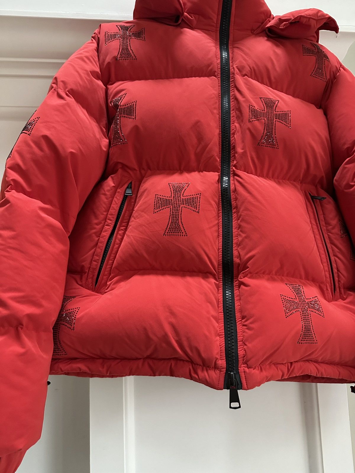 Unknown London Rhinestone Red Puffer Jacket Size US S / EU 44-46 / 1 - 5 Thumbnail