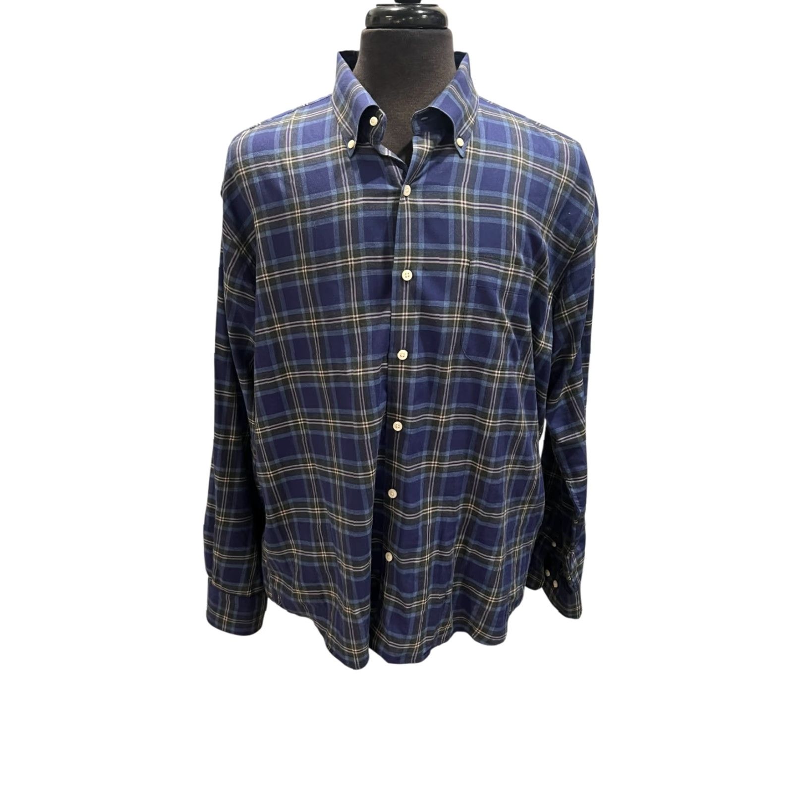Peter Millar Peter Millar Shirt Mens XL Blue Plaid Long Sleeve Button-Up Soft Cotton Size US XL / EU 56 / 4 - 2 Thumbnail
