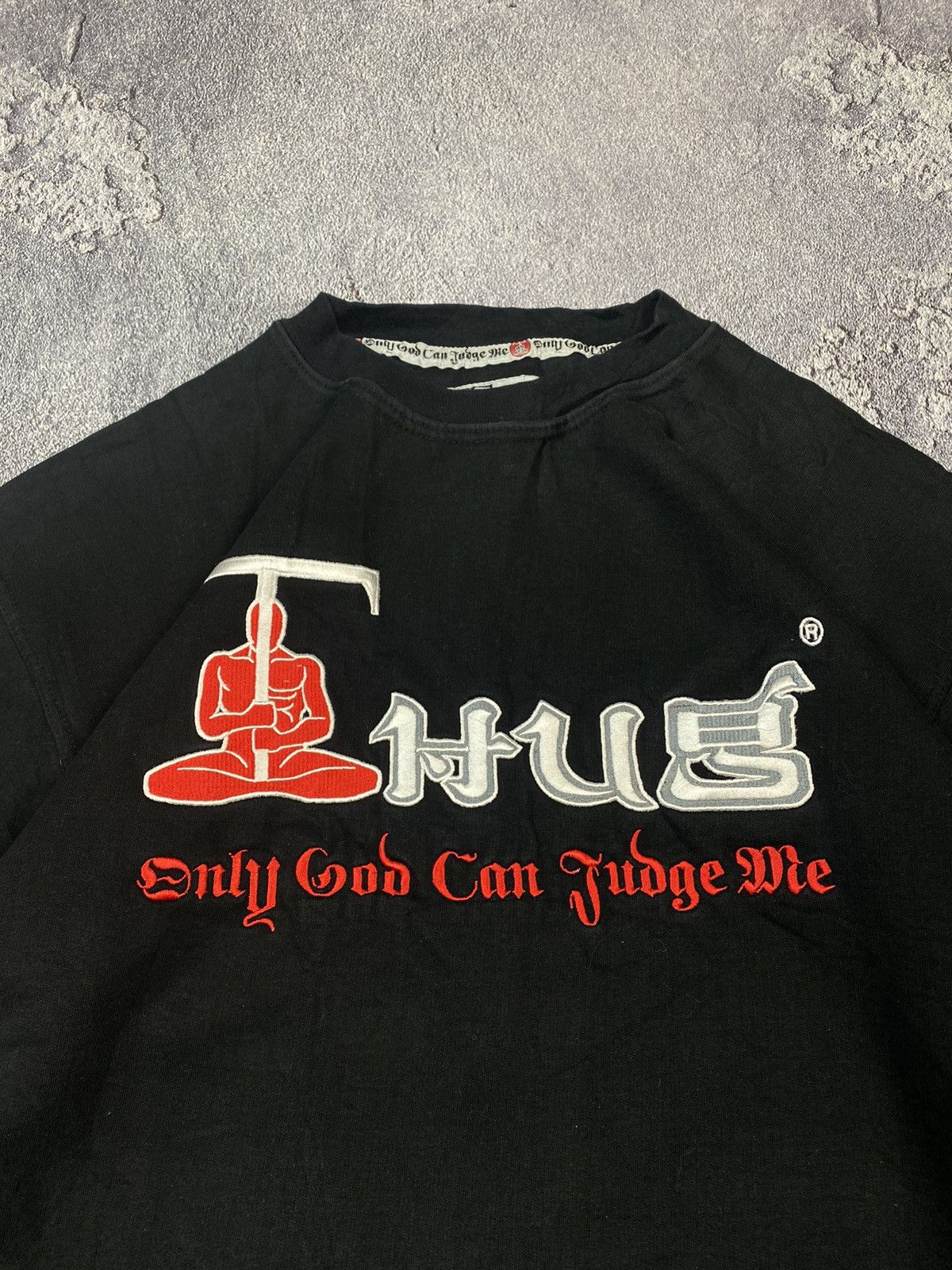 Band Tees × Rap Tees × Vintage Vintage 90s THUG 2Pac Only God Can Judge Me Boxy Sweatshirt Size US XL / EU 56 / 4 - 4 Thumbnail