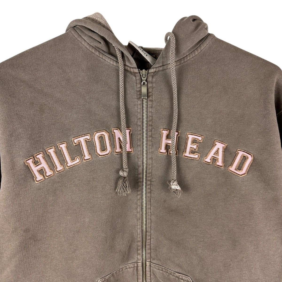 Vintage Vintage Y2K Hilton Head Brown Pink Full Zip Hoodie Size M / US 6-8 / IT 42-44 - 2 Thumbnail