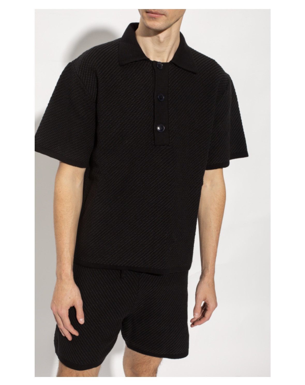 Nanushka Nanushka Crochet Black Cotton Polo Size US M / EU 48-50 / 2 - 1 Thumbnail