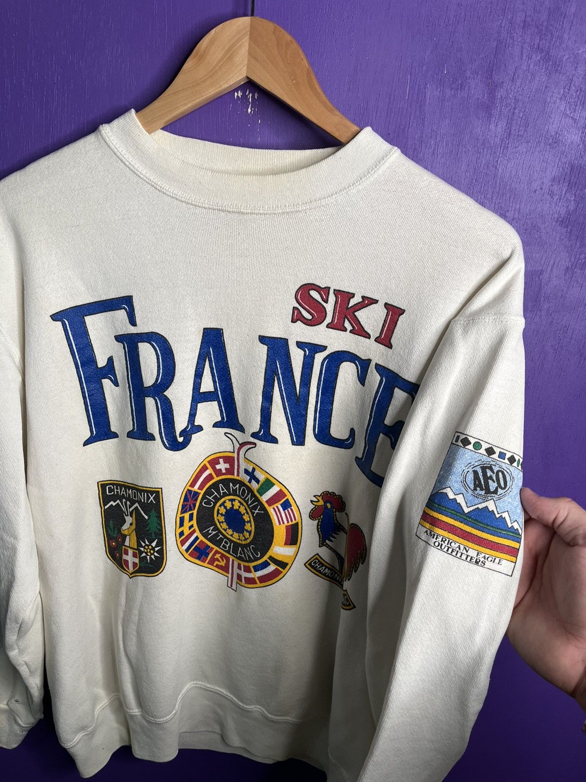 American Eagle Outfitters × Vintage Vintage 90s American Eagle ski France sweatshirt Size US L / EU 52-54 / 3 - 3 Thumbnail