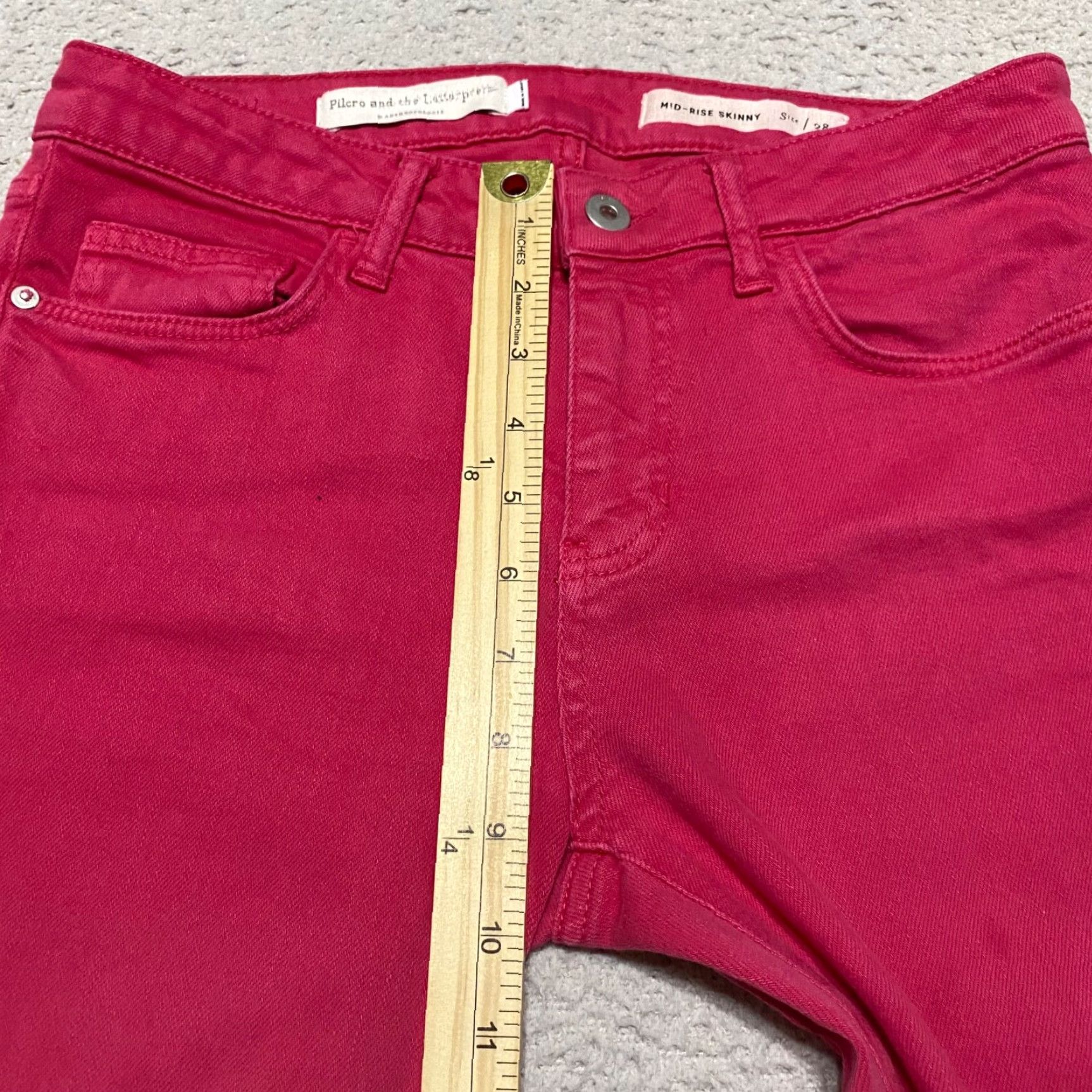 Vintage Pilcro Jeans Womens Pink Denim Mid Skinny 28 Dark Wash 5-Pocket Regular Inseam 27 Size 28" / US 6 / IT 42 - 4 Thumbnail