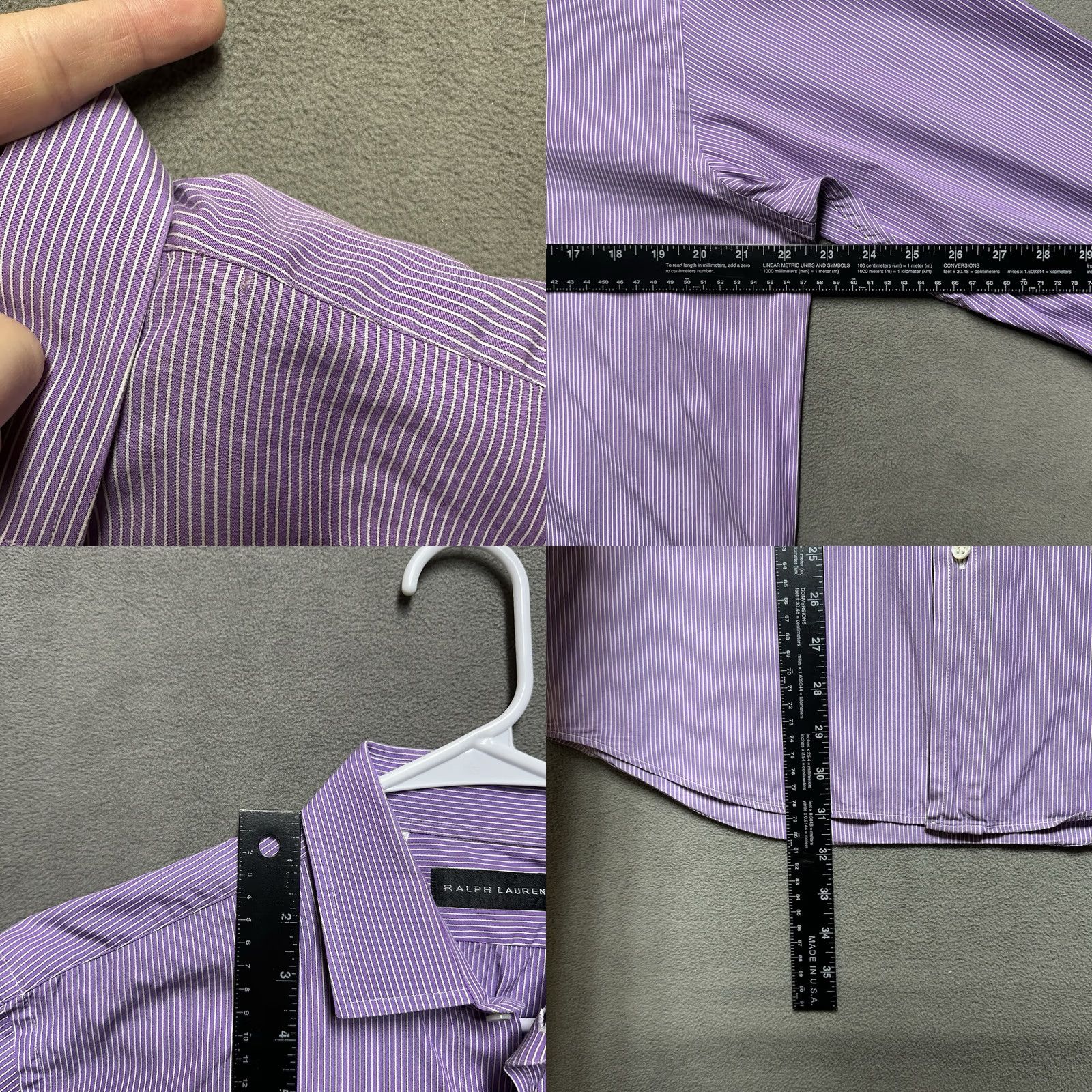 Ralph Lauren Ralph Lauren Black Label Dress Shirt Mens 16 Purple Striped Button Up Italy EUC Shirt Long Sleeve (Barrel Cuff) 100% Cotton Size 42R - 9 Thumbnail