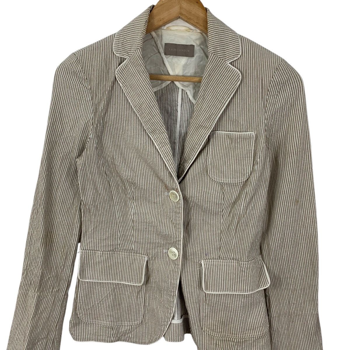 Vintage Vintage LAURA LINDOR Made In Italy Sport Coat Striped Jacket Size XS / US 0-2 / IT 36-38 - 5 Thumbnail