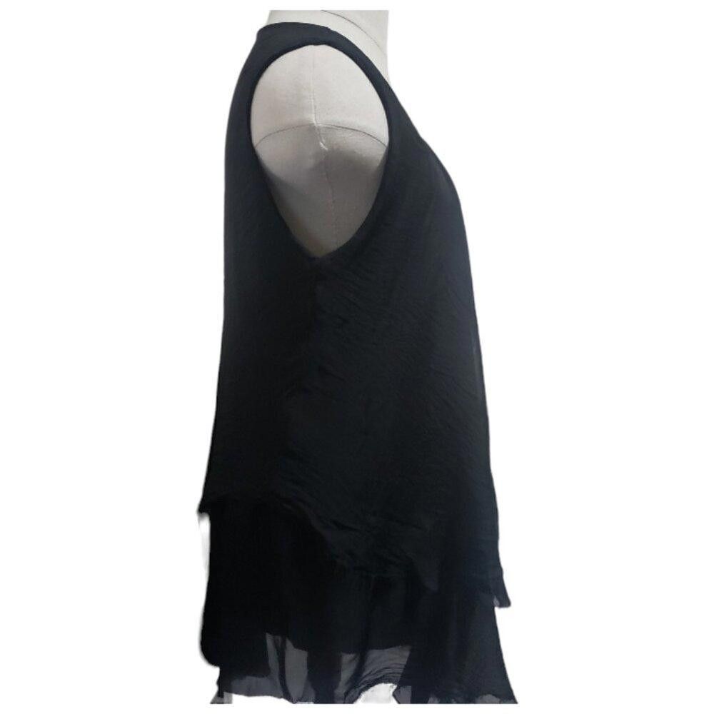 Designer CT1673 Tina Stephens Black Layered Sleeveless Blouse Size S / US 4 / IT 40 - 3 Thumbnail