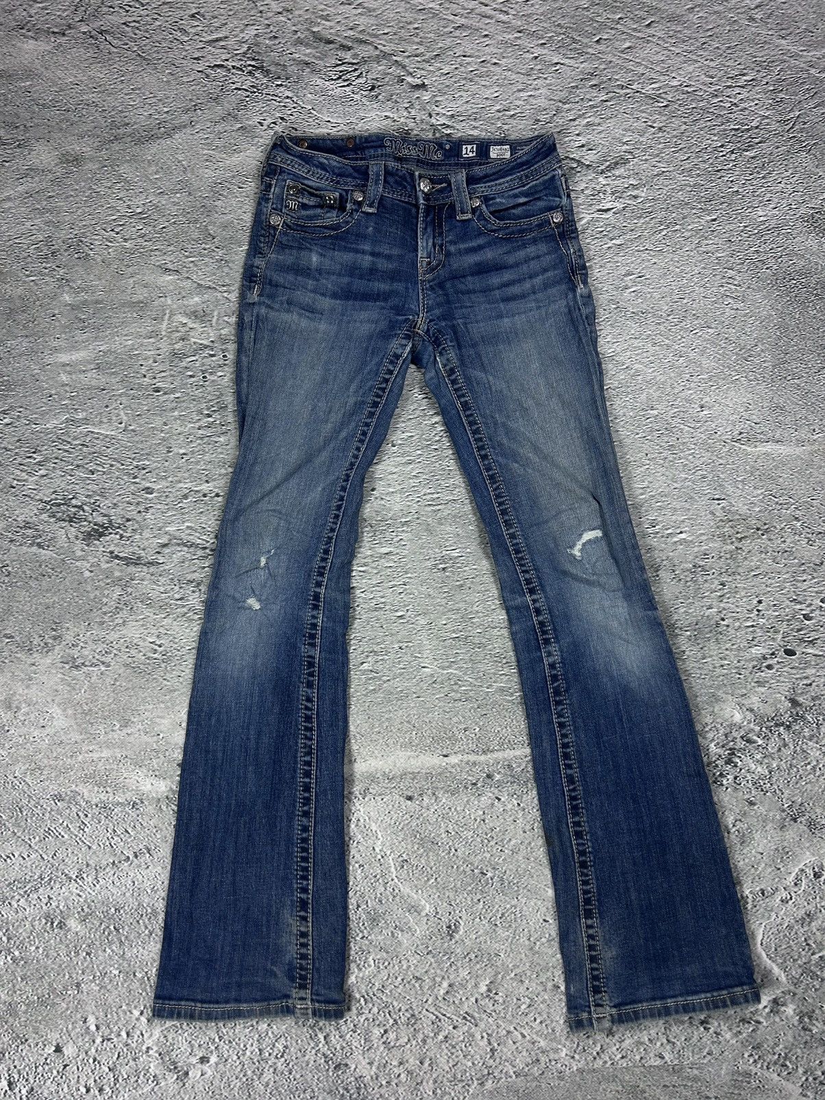 Miss Me Miss Me flared bootcut white stitching denim vintage y2k Size 26" / US 2 / IT 38 - 4 Thumbnail