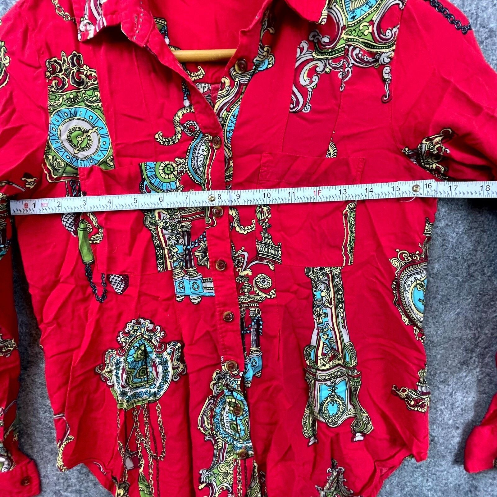 Anthropologie Maeve By Anthropologie Shirt Womens 2 Red Graphic Print Luxe Size XS / US 0-2 / IT 36-38 - 4 Thumbnail