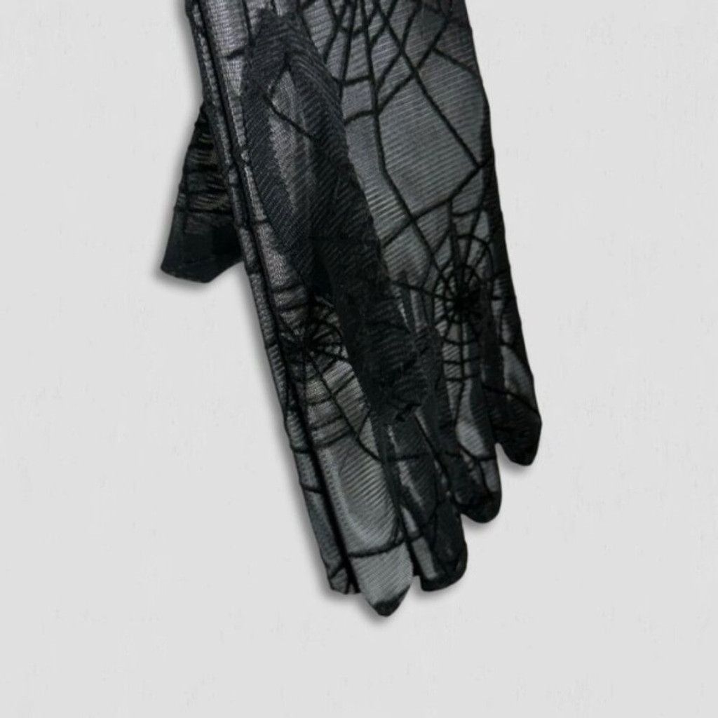 Boohoo Halloween Sheer Lace Gloves Spiderweb Pattern Gothic Black Size ONE SIZE - 2 Thumbnail