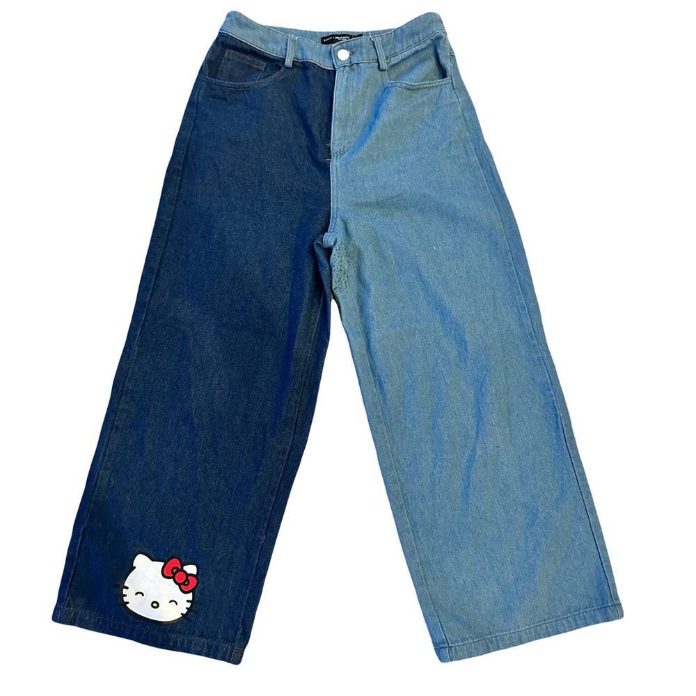 Shein SHEIN × Hello Kitty Painted Wide Leg Jeans Denim Medium Size 30" / US 8 / IT 44 - 2 Thumbnail