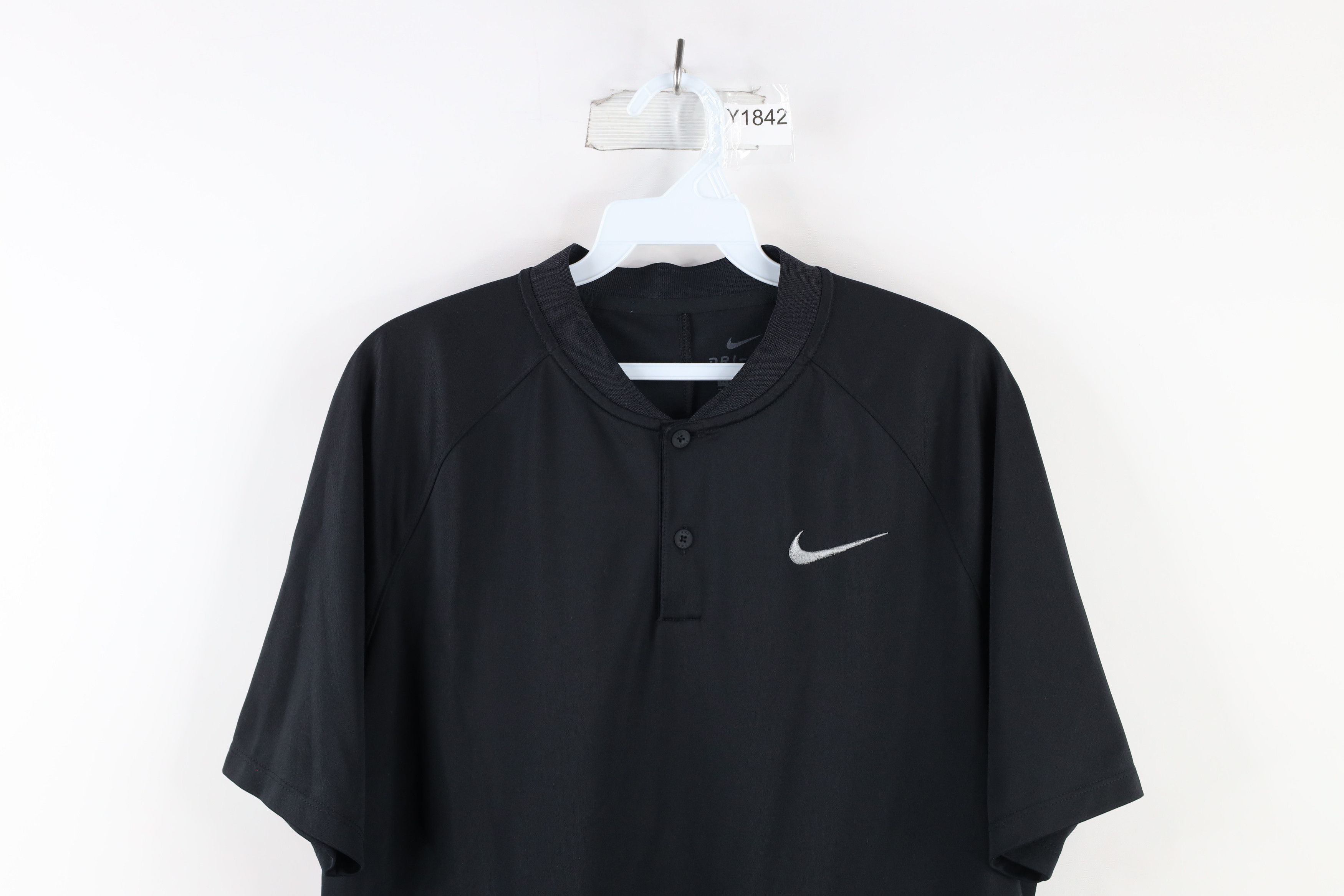 Nike Logo Momentum Blade Collar Golf Henley T-Shirt Black