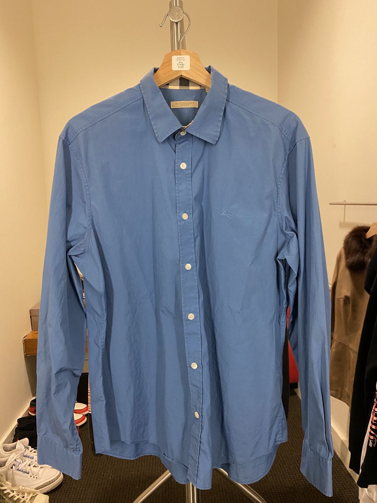 image of Burberry Button Up XL in Blue, Men's