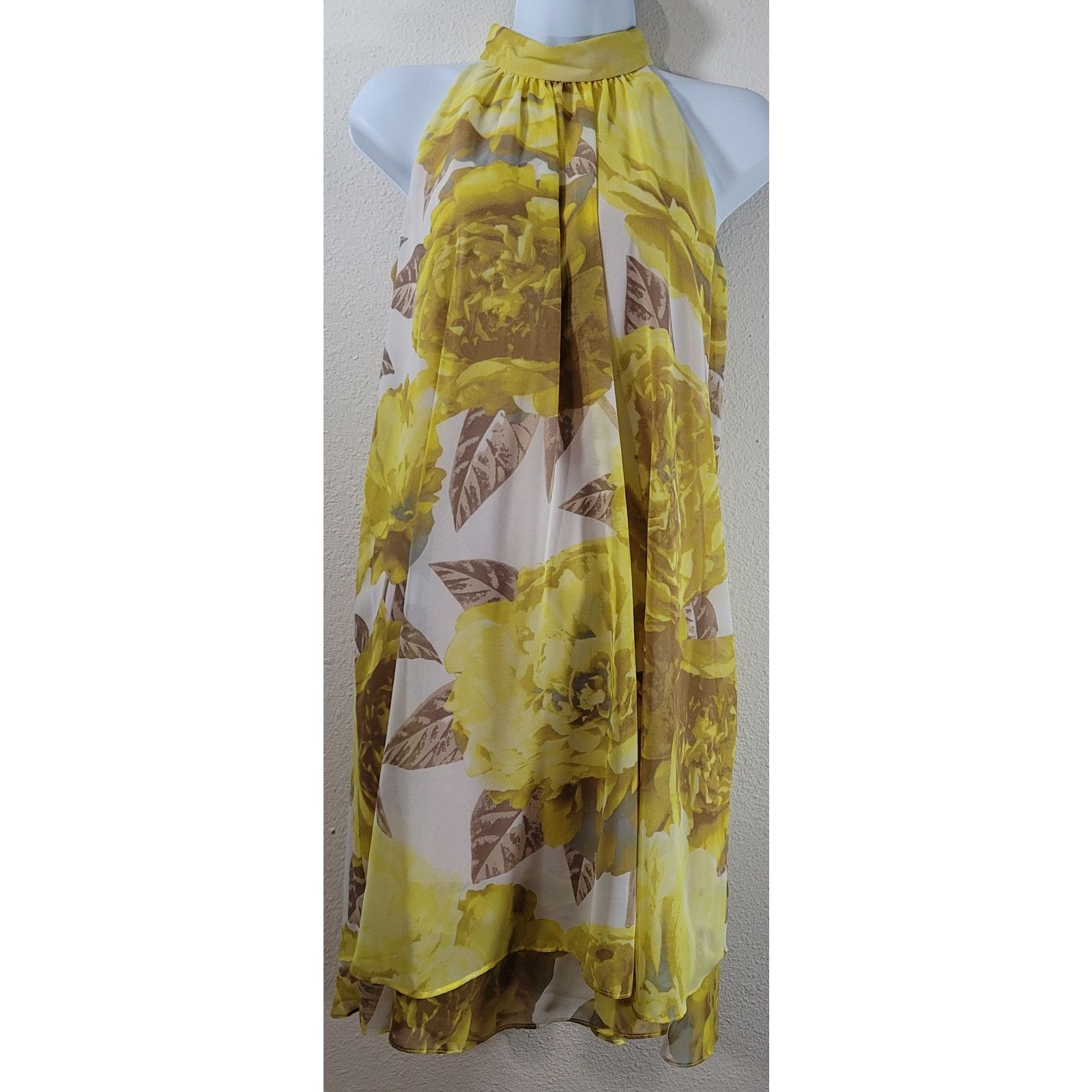 Other Eliza J Yellow Floral Layered Ruffles Halter A Line Dress 4 Size S / US 4 / IT 40 - 1 Thumbnail