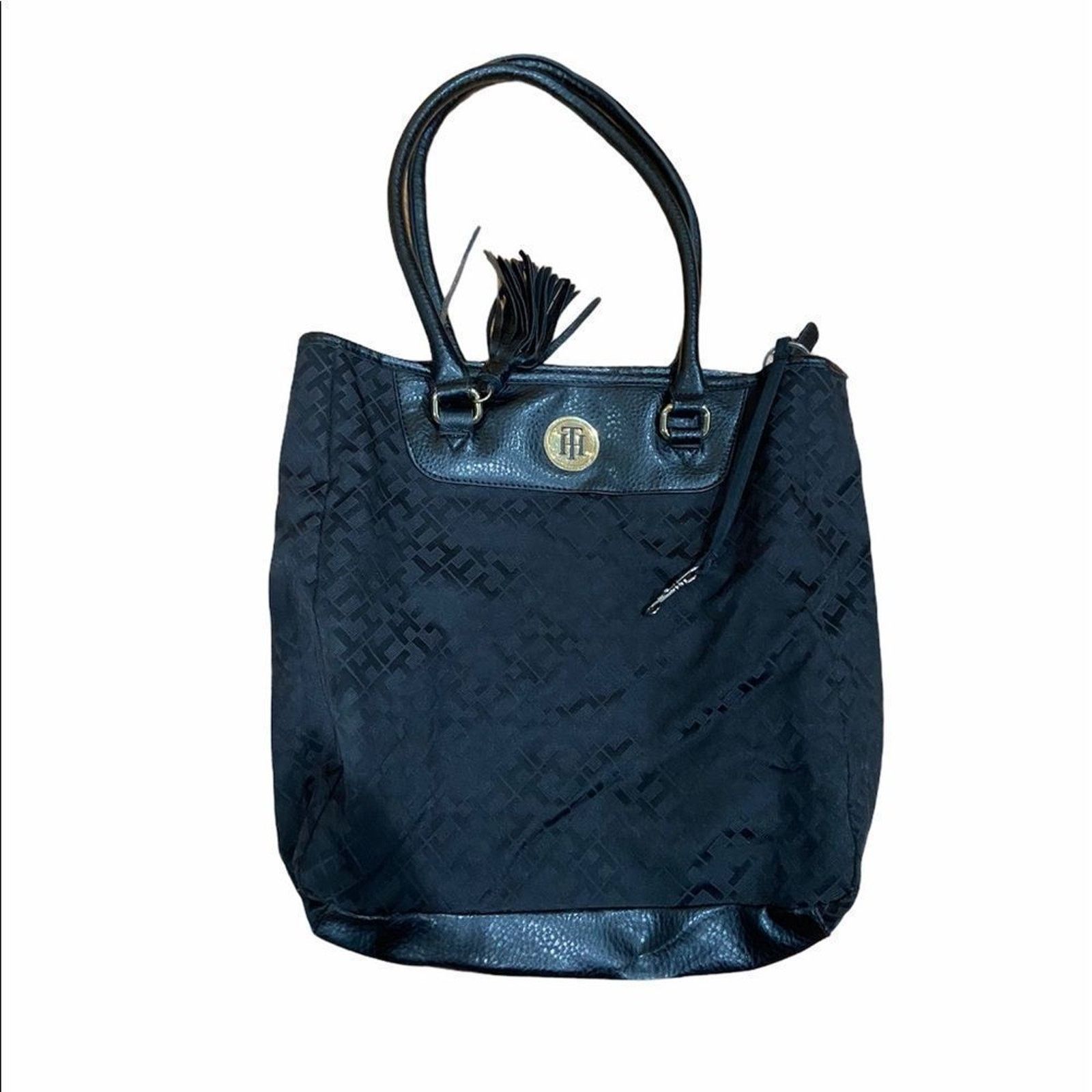 Tommy Hilfiger TOMMY HILFIGER Women's Medium Black Logo Handbag Size ONE SIZE - 2 Thumbnail