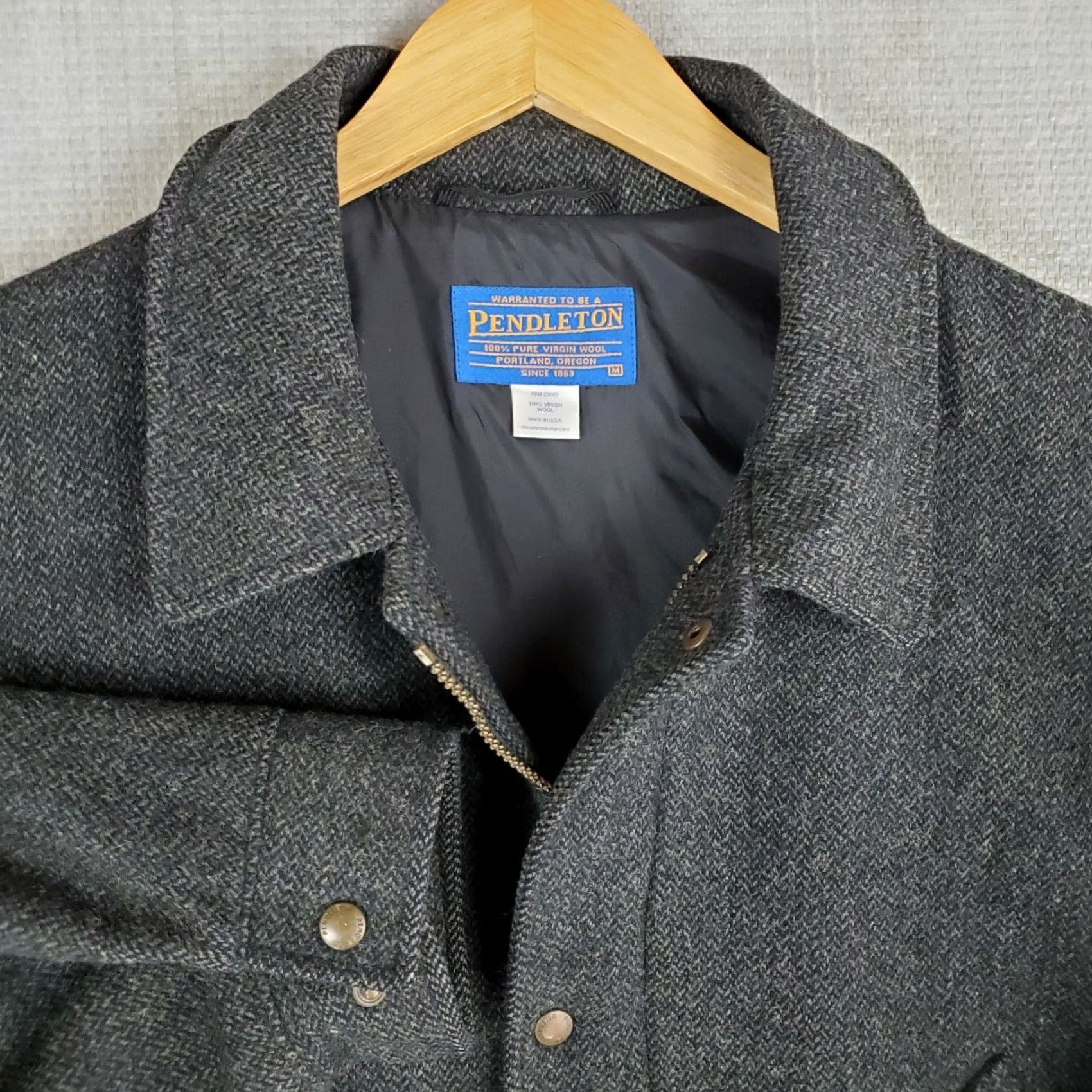 Pendleton VTG PENDLETON Mens Size Medium 100% Virg Wool USA Made Herringbone Field Jacket Size US XL / EU 56 / 4 - 6 Thumbnail