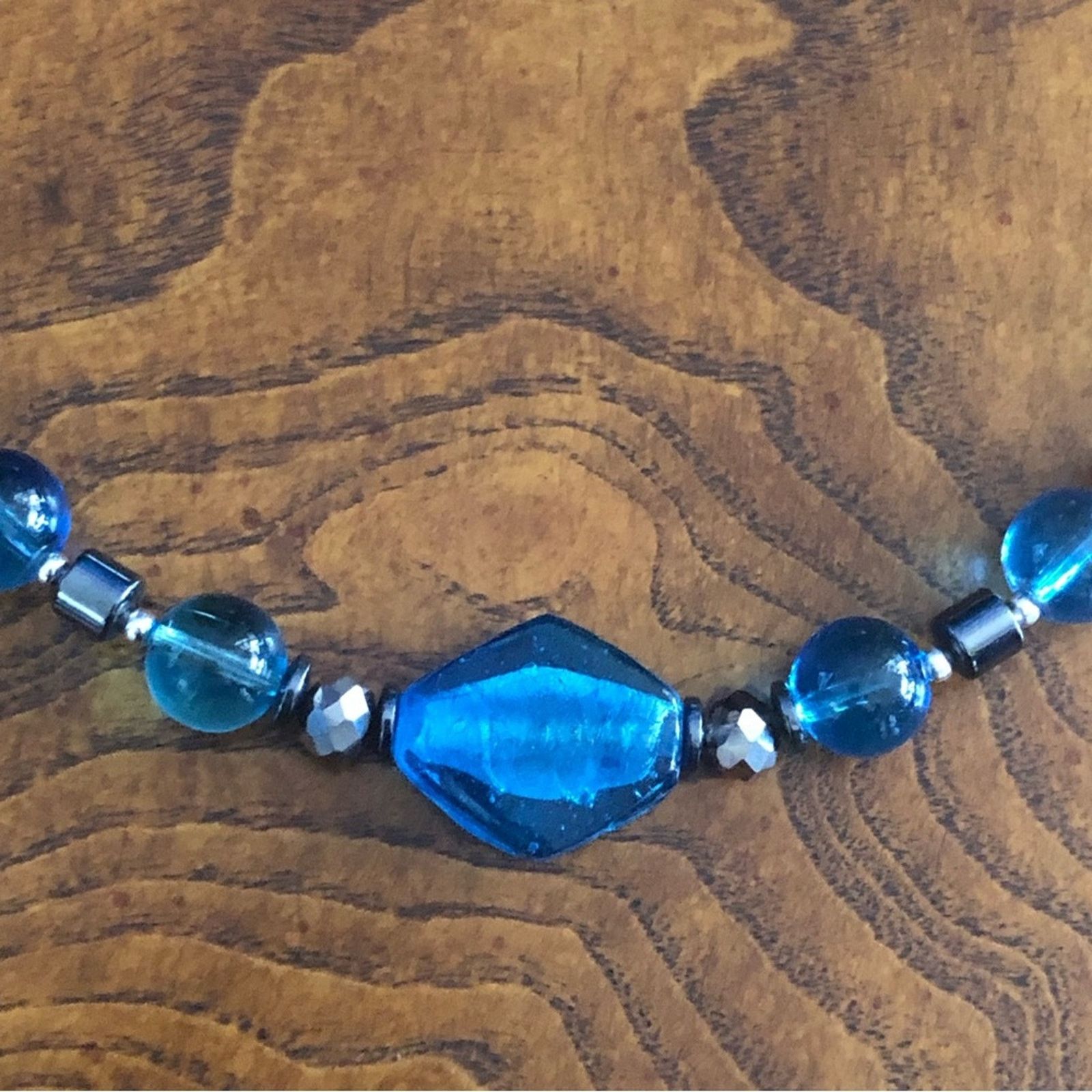 Handmade Handcrafted repurpose glass apatite agate hematite necklace Size ONE SIZE - 8 Thumbnail