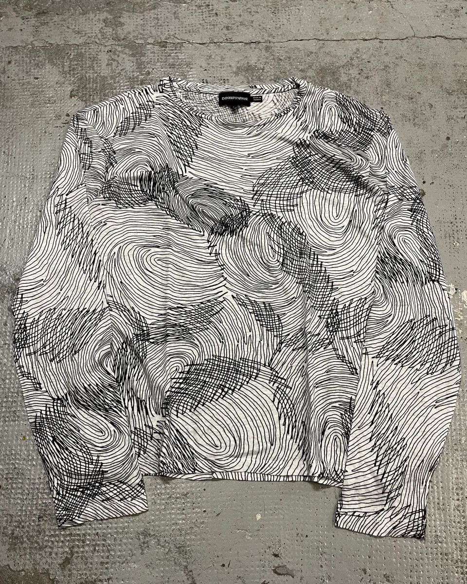 Emporio Armani Emporio Armani White Cotton Graphic Print Long Sleeve T-Shirt Size US M / EU 48-50 / 2 - 1 Thumbnail
