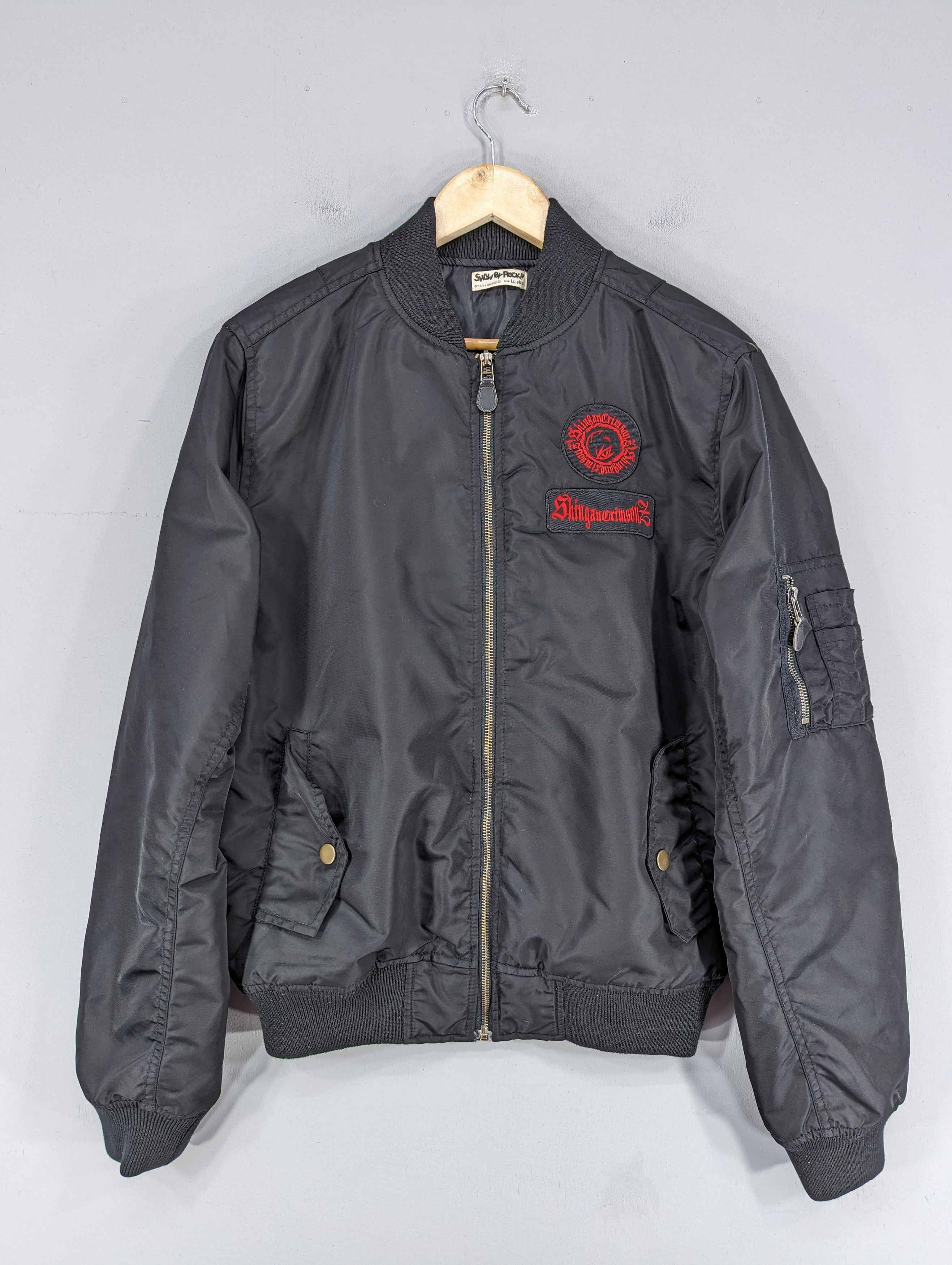 image of Shingancrimson Patches Bomber Jacket in Black, Men's (Size Medium)