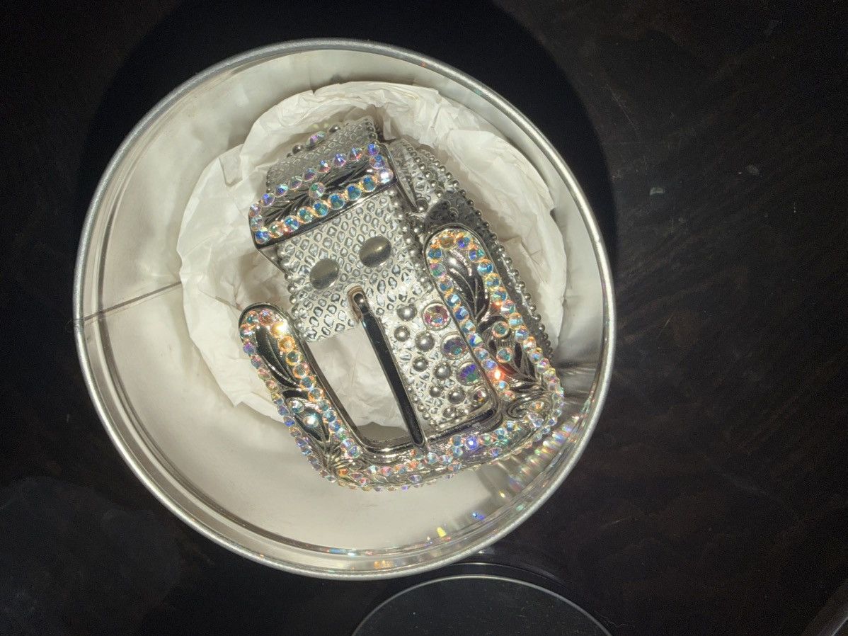 B.B. Simon 2 b.b.simon belts: Black/Silver+Crystal Silver sz 38&36 Size 36 - 4 Thumbnail