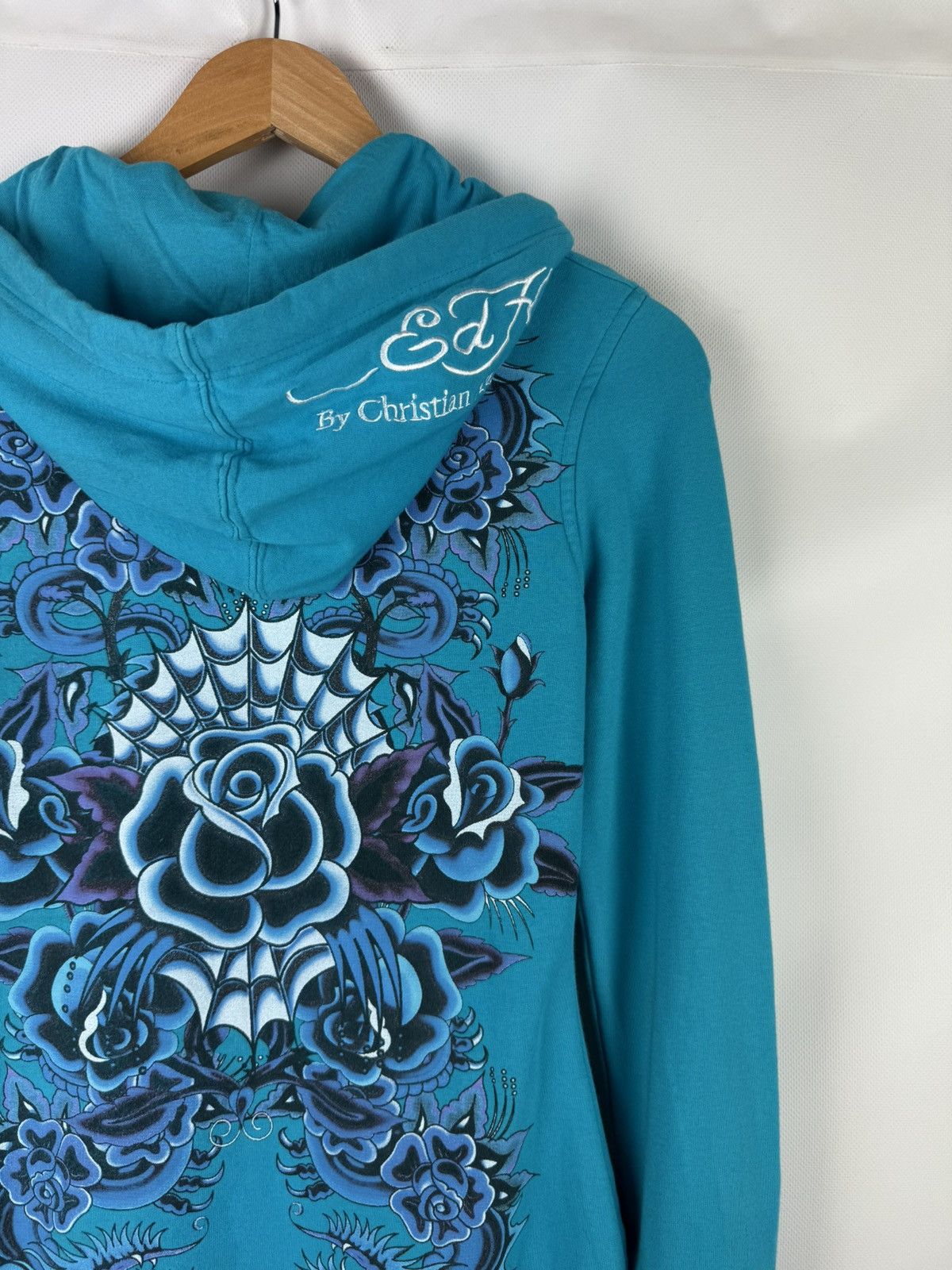 Ed Hardy Ed Hardy By Christian Audigier Y2K Tattoo Overprinted Hoodie Size S / US 4 / IT 40 - 21 Thumbnail