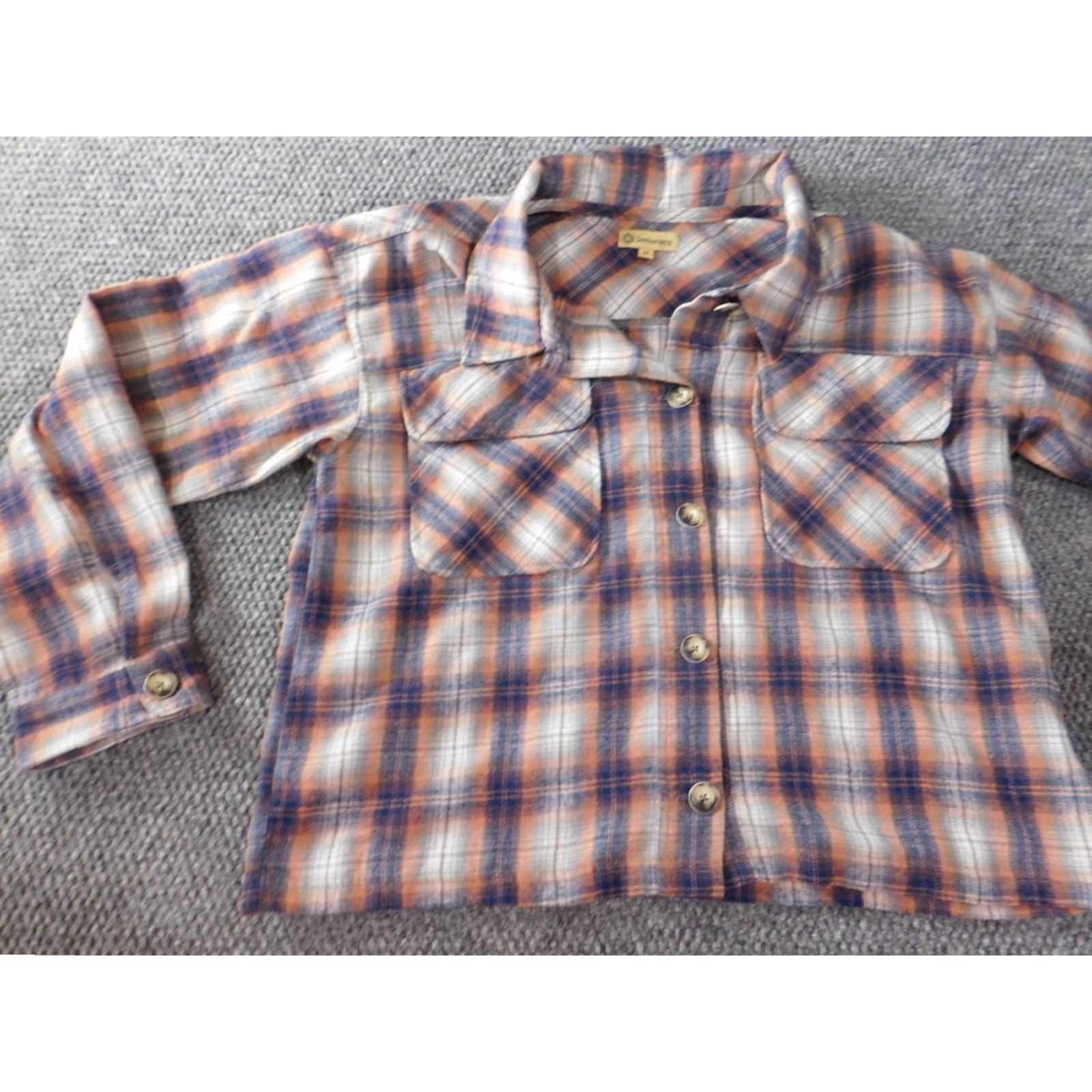 Vintage Democracy Blouse Button-Up Shirt Women M Blue Plaid Flannel Casual Crew Neck Long Sleeve Size M / US 6-8 / IT 42-44 - 3 Thumbnail