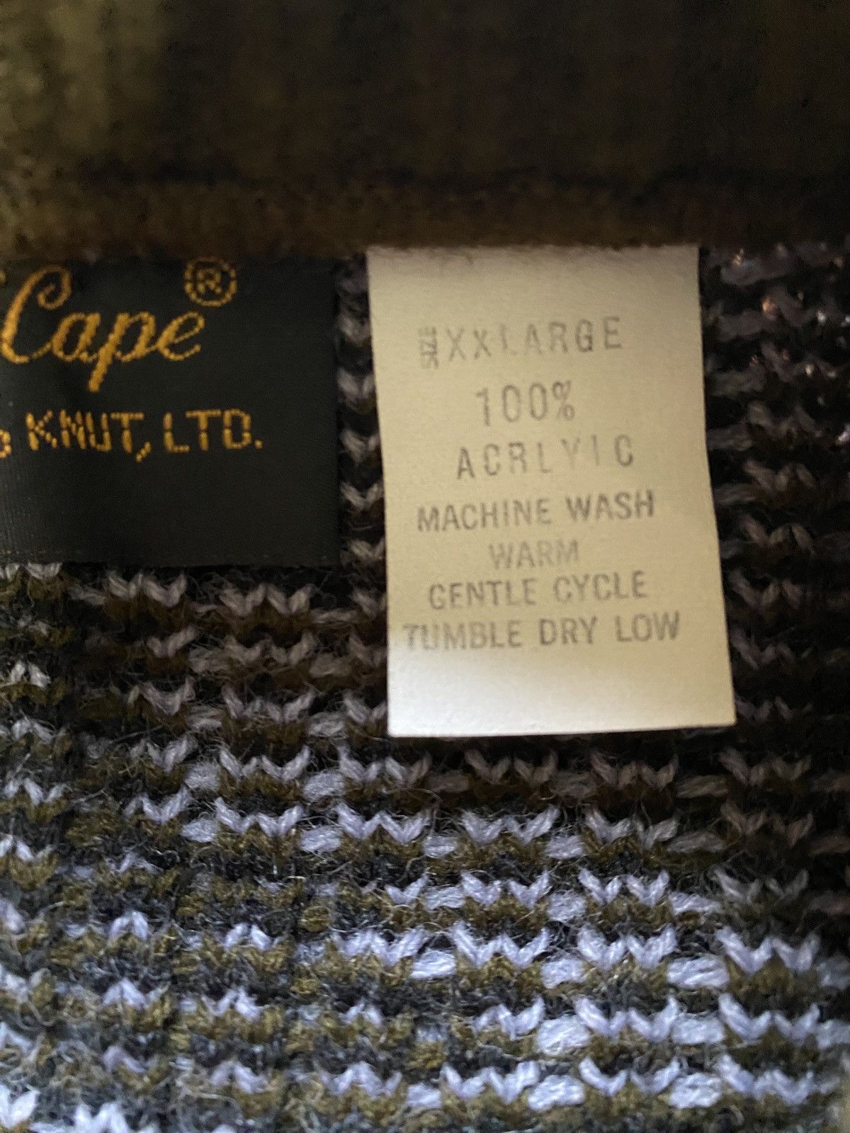 Vintage Vintage 70’s North Cape Brown Black Grey Ribbed Knit Sweater Size US XL / EU 56 / 4 - 4 Thumbnail