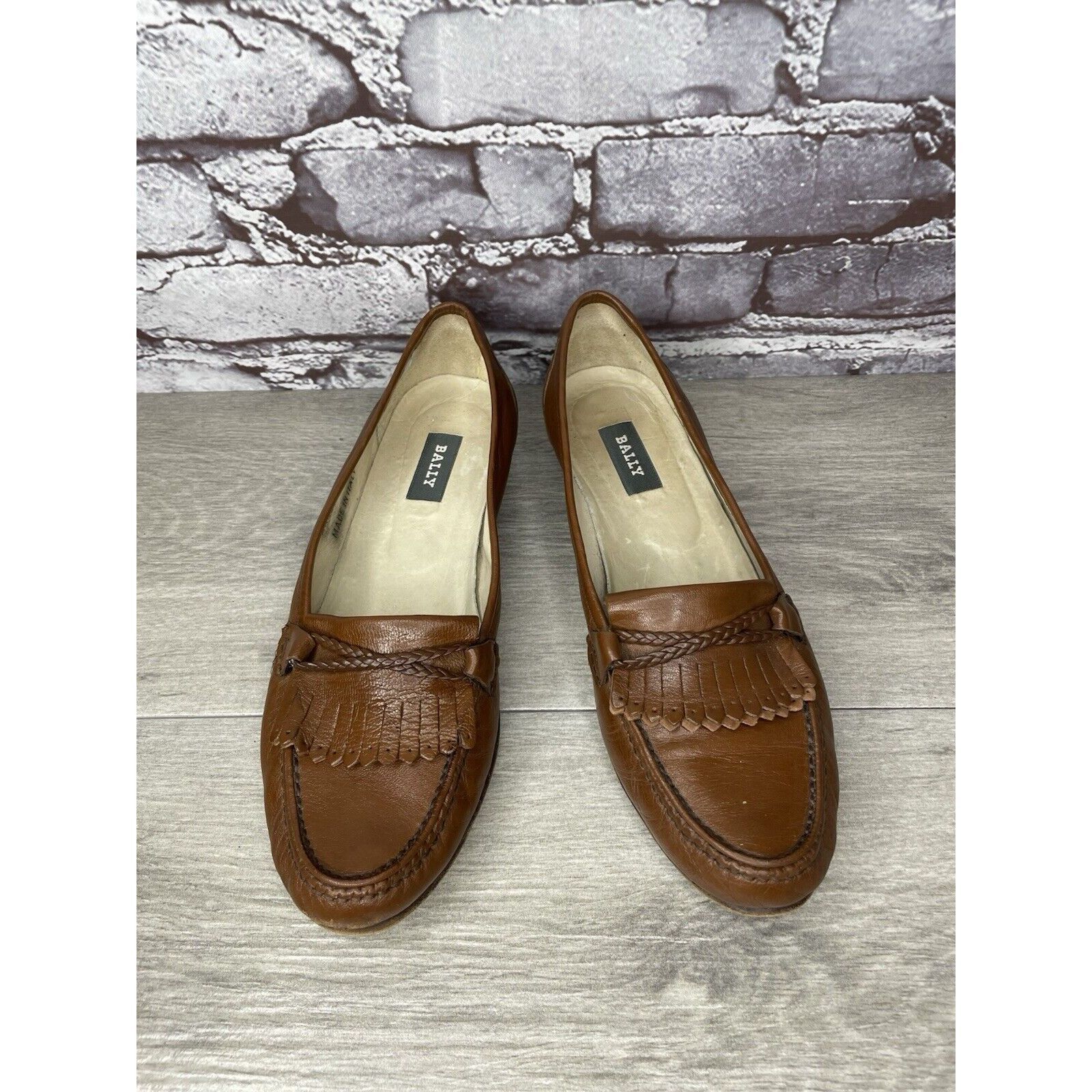 Bally Bally Margy Brown Leather Kiltie Braided Slip On Loafers Sho Size US 9 / IT 39 - 11 Thumbnail