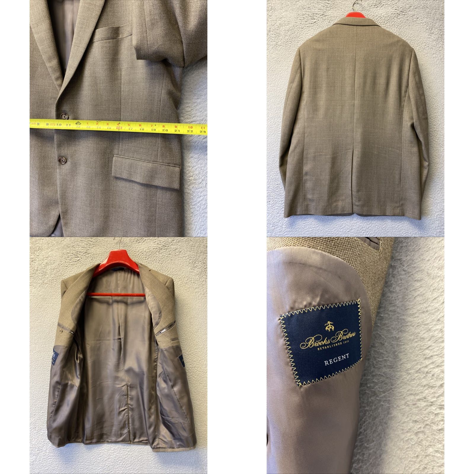 Brooks Brothers BROOKS BROTHERS VINTAGE WOOL BLAZER 2 BUTTON JACKET TAUPE SIZE 46 Mens Size 46R - 8 Thumbnail