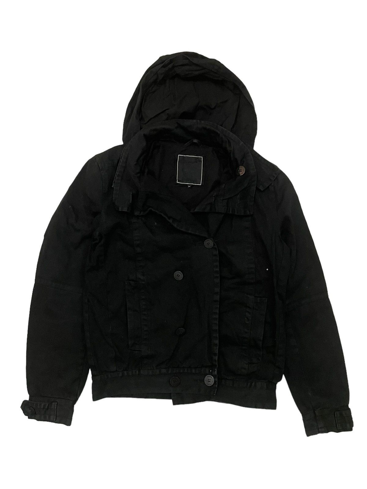 image of Thrashed Freshjive Double Collar Jacket in Black, Men's (Size Medium)