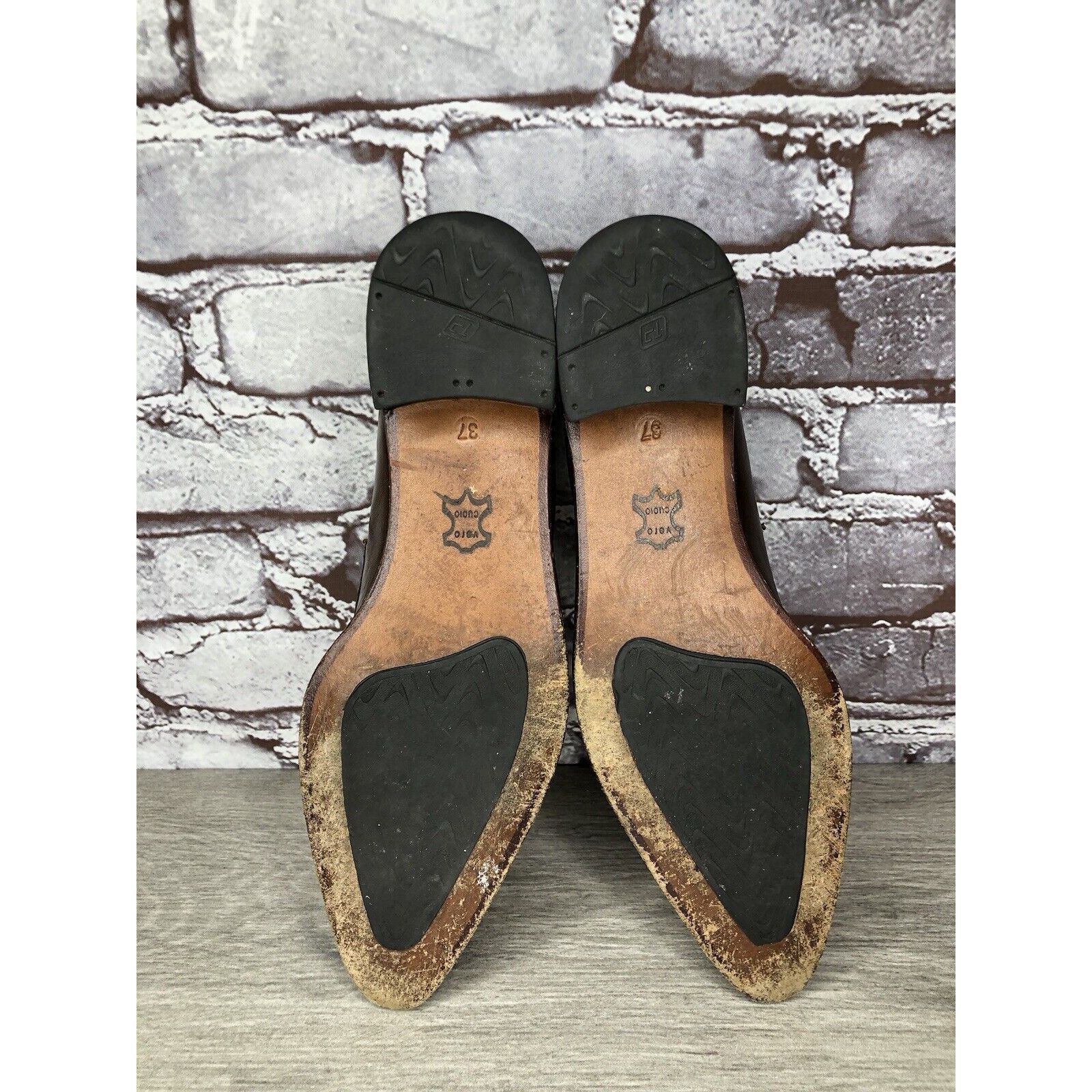 Other Elisheba Brown Leather Penny Loafer Pointed Toe Heel Shoes W Size US 6.5 / IT 36.5 - 7 Thumbnail