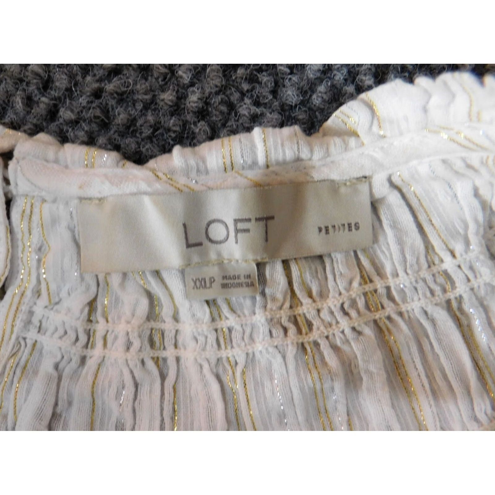 Loft Loft Blouse Womens Petite P2XL XXLP Stripe Short Sleeve Collared Pullover White Cotton Lightweight Casual Designer Classic Size XXL / US 16-18 / IT 52-54 - 4 Thumbnail