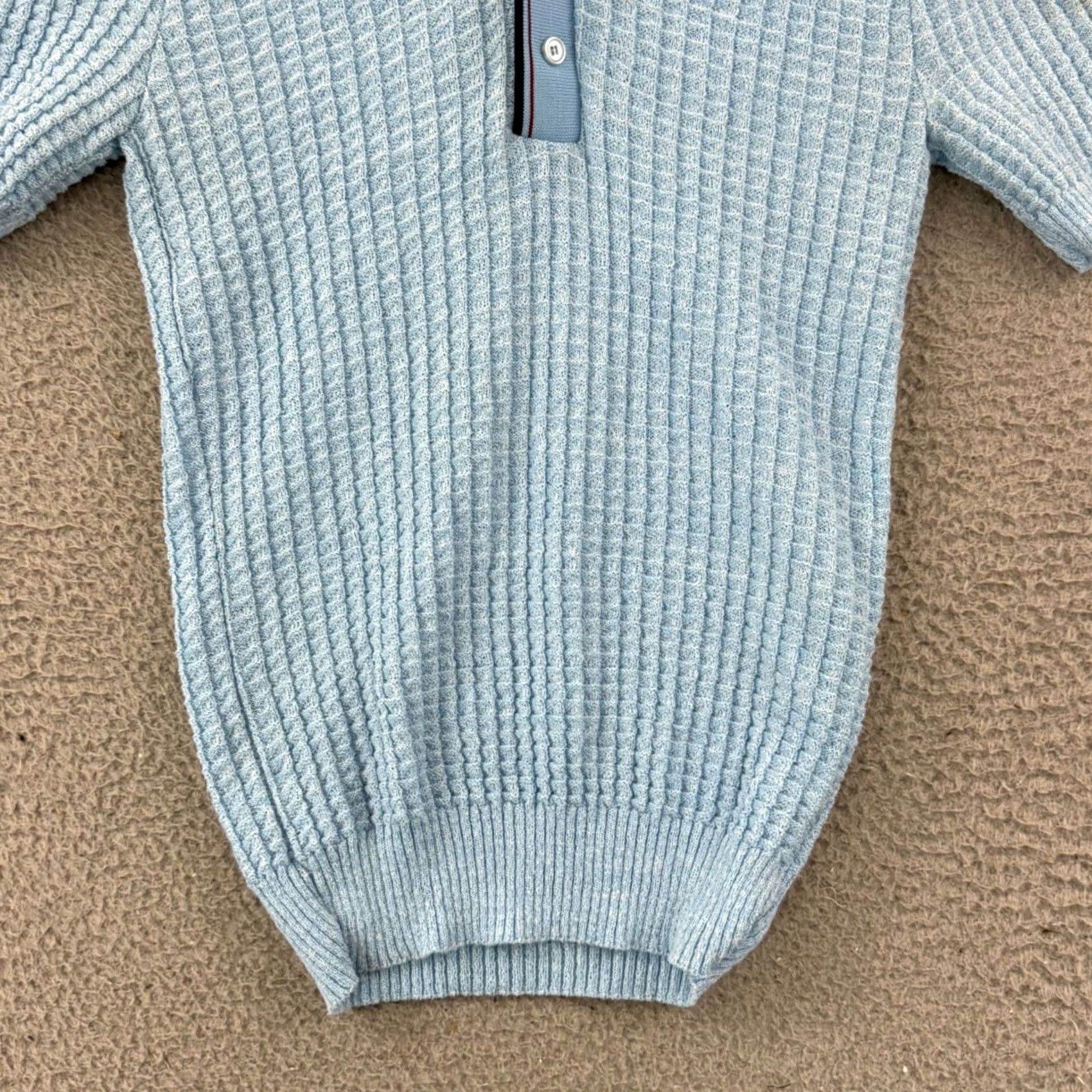 Vintage VINTAGE Custom Quality Shirt Womens Small Blue 60s Terry Cloth Button Blouse Size S / US 4 / IT 40 - 2 Thumbnail