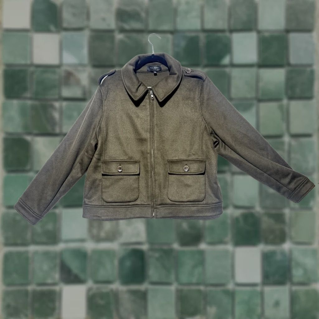 Talbots Talbots Wool Blend Bomber Jacket XL Petite Green Regular Fit Long Sleeve Pockets Adults Womens Velvet? Size XL / US 12-14 / IT 48-50 - 1 Thumbnail
