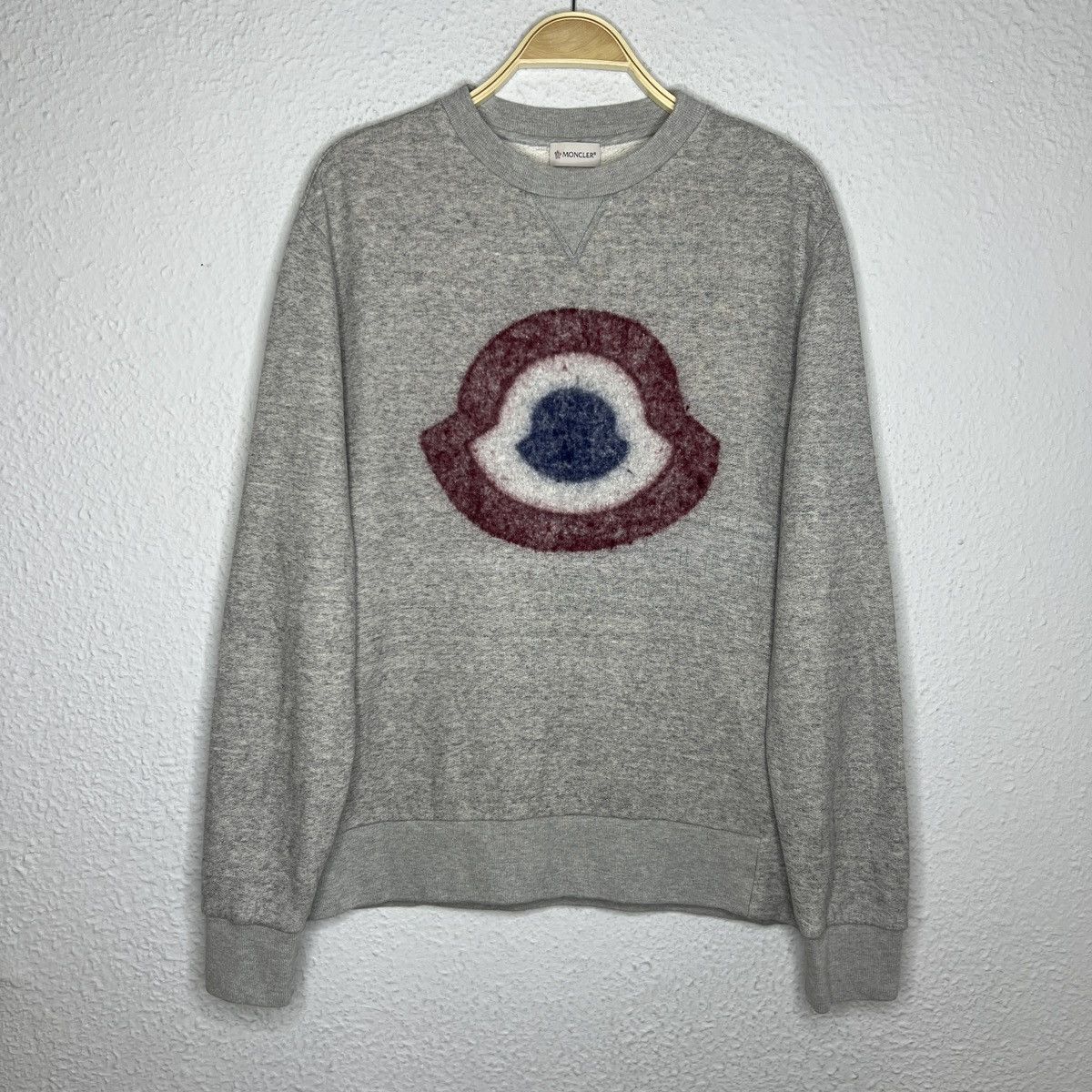 Moncler Moncler Sweatshirt Crewneck Classic Big Logo Wool Grey Size US L / EU 52-54 / 3 - 1 Thumbnail